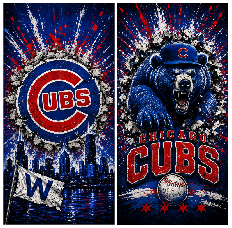 Corn Hole Board Wrap - Chicago Cubs Set Cornhole Wild