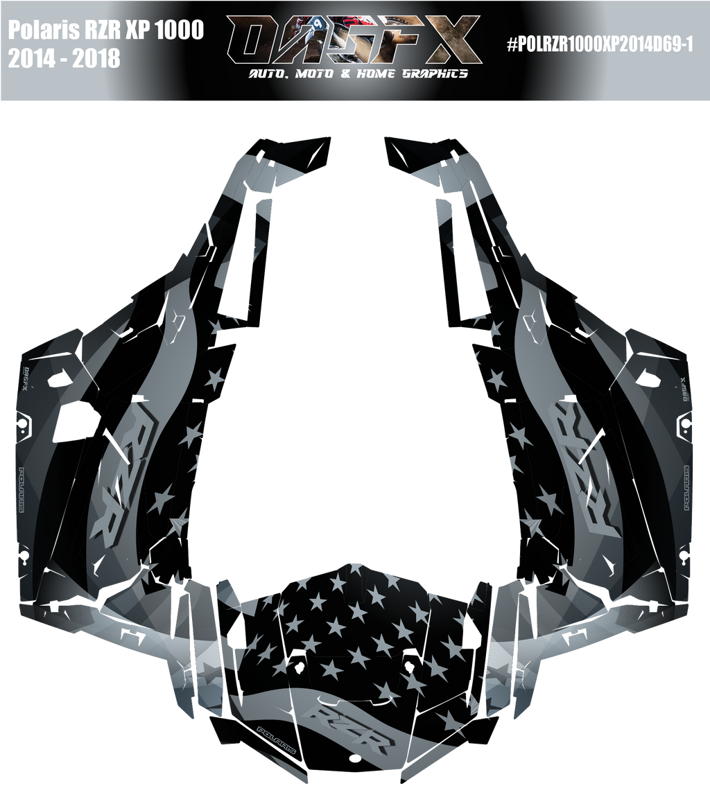 2014 - 2018 Polaris RZR XP 1000 Graphics Kit D69-1 USA Flag Holographic Available