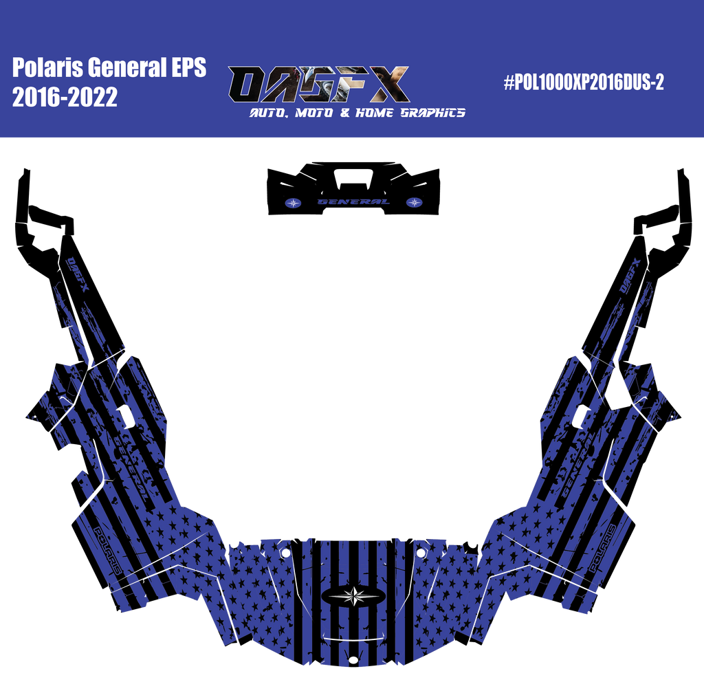 2016-2022 Polaris General EPS 1000 Graphics Kit DUS-2 USA Flag