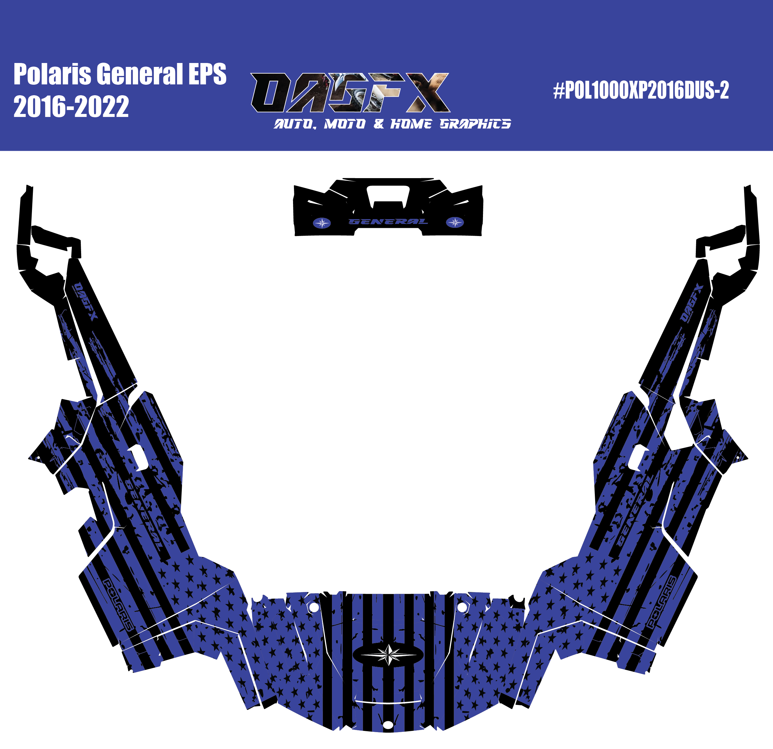 2016-2022 Polaris General EPS 1000 Graphics Kit DUS-2 USA Flag