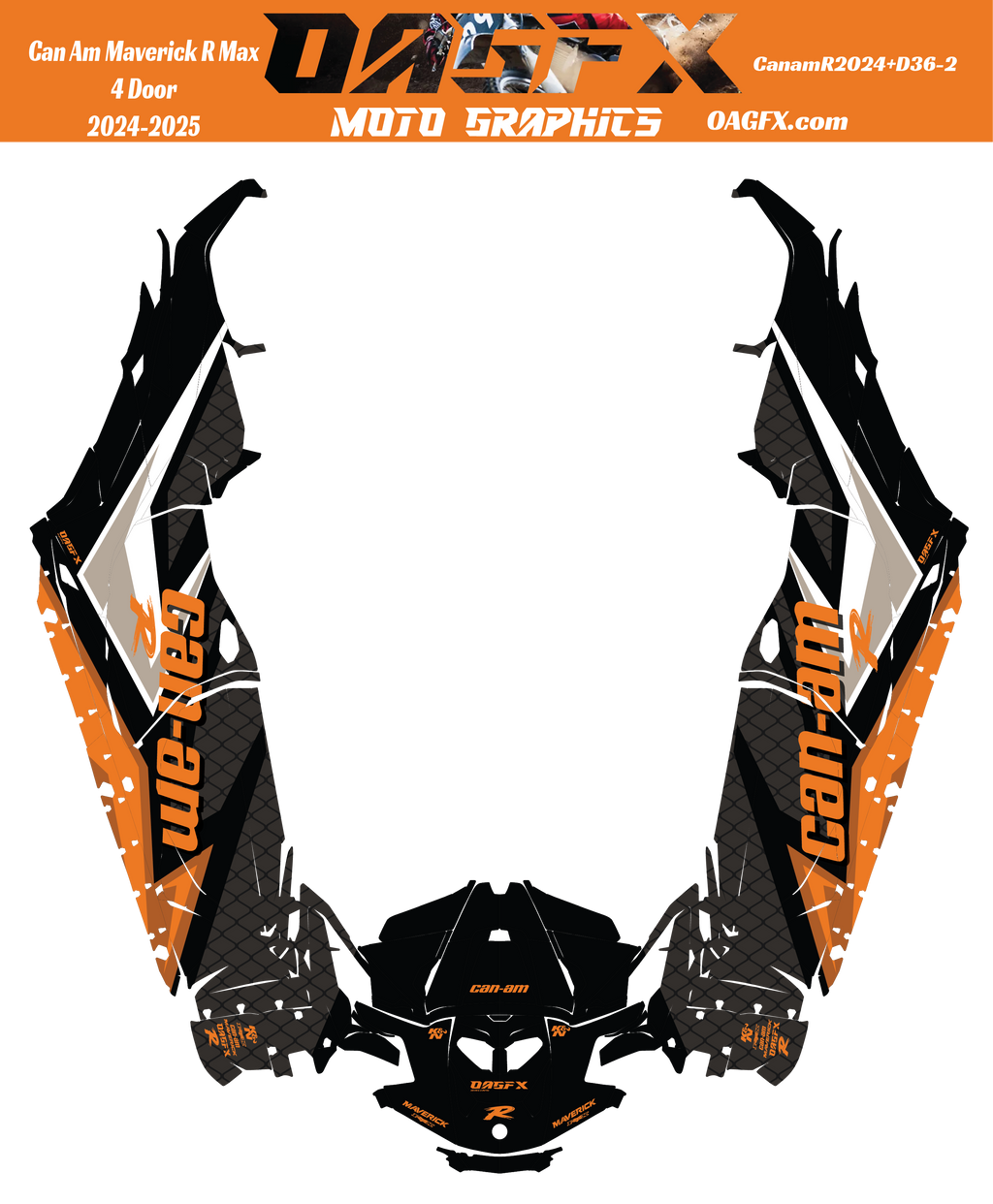 2025 Can Am Maverick R Max 4 Door Graphics Kit   D36-2 OAGFX Racing