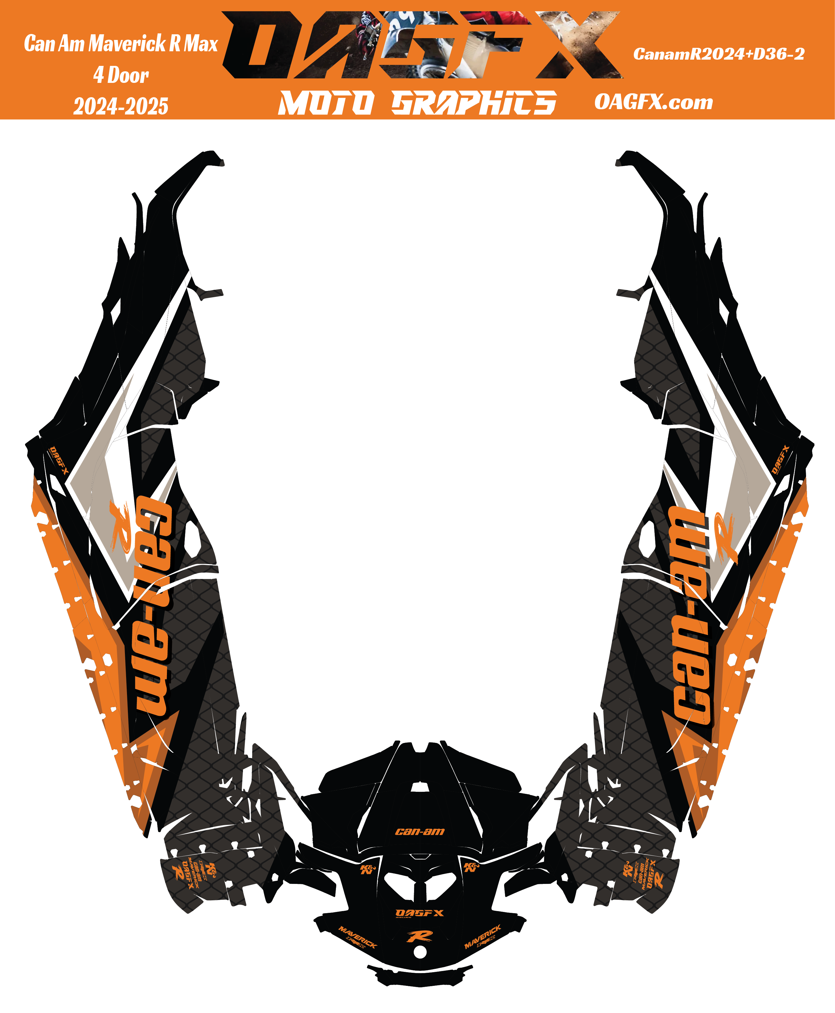 2025 Can Am Maverick R Max 4 Door Graphics Kit   D36-2 OAGFX Racing