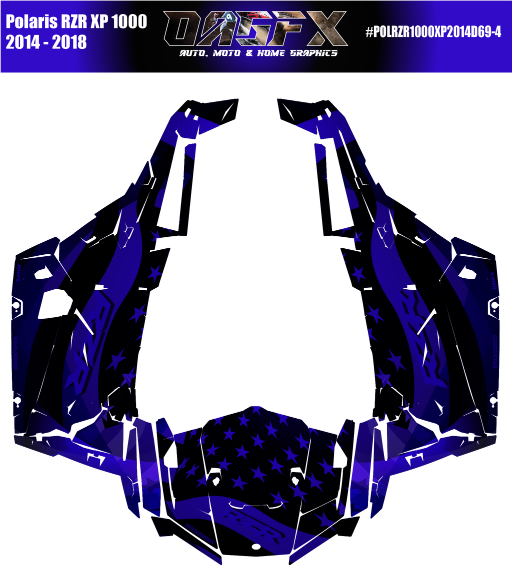 2014 - 2018 Polaris RZR XP 1000 Graphics Kit D69-4 USA Flag Now Available in Holographic