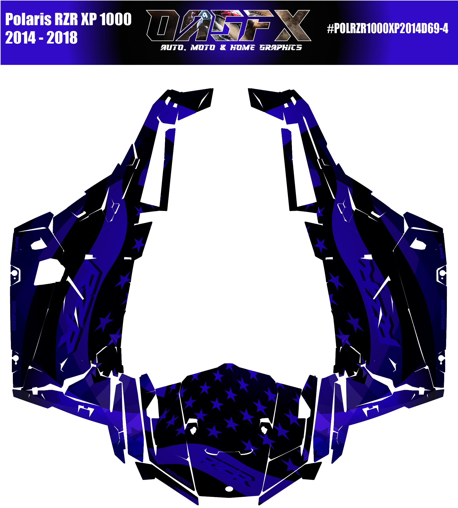 2014 - 2018 Polaris RZR XP 1000 Graphics Kit D69-4 USA Flag Now Available in Holographic