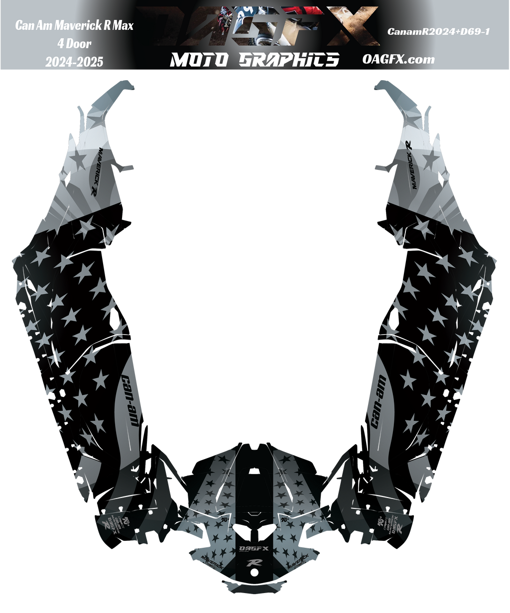 2025 Can Am Maverick R Max 4 Door Graphics Kit   D69-1 USA Flag  OAGFX Racing