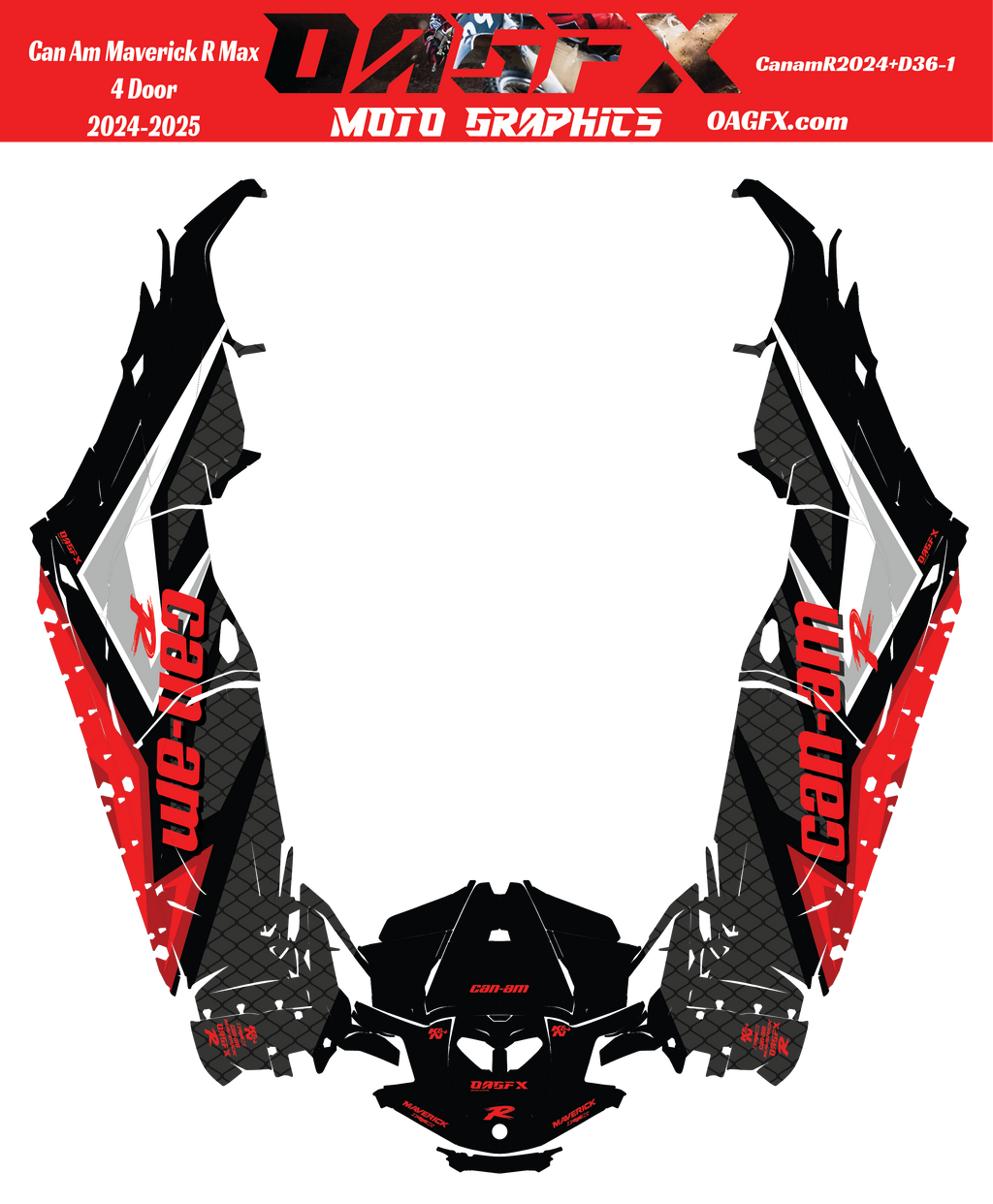 2025 Can Am Maverick R Max 4 Door Graphics Kit   D36-1 OAGFX Racing