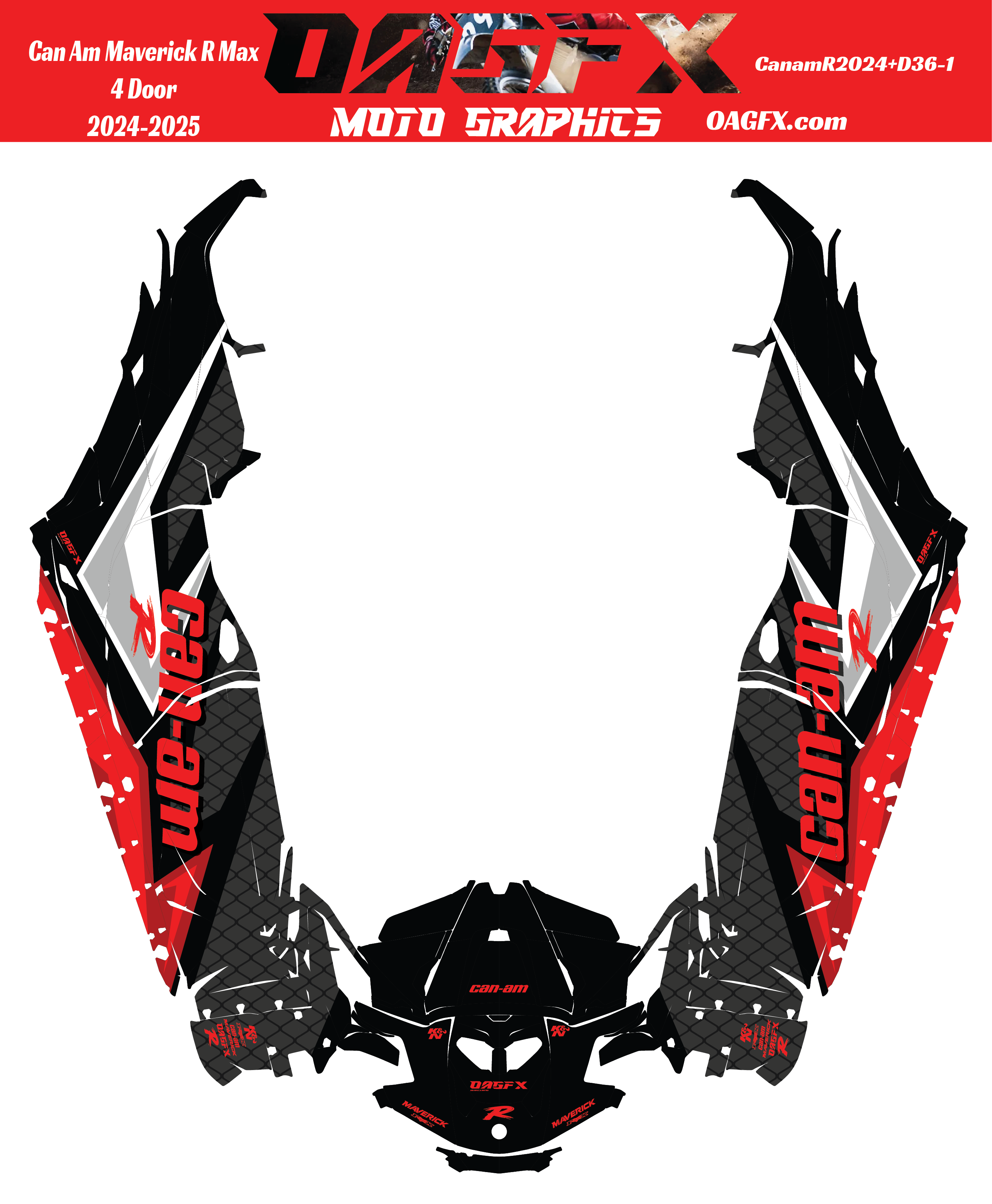 2025 Can Am Maverick R Max 4 Door Graphics Kit   D36-1 OAGFX Racing
