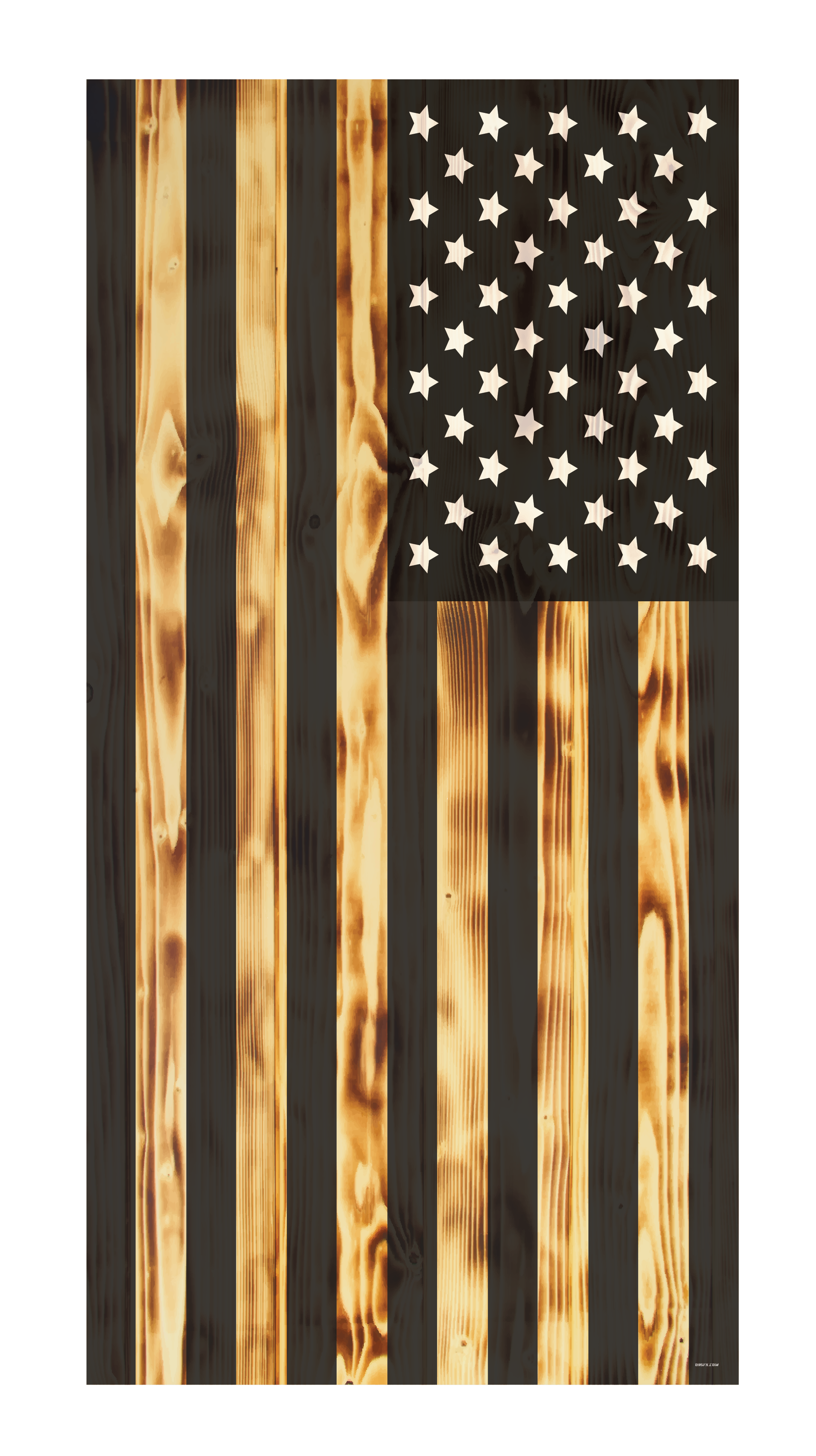 Wood Grain Flag Cornhole Board Skins (Pair)