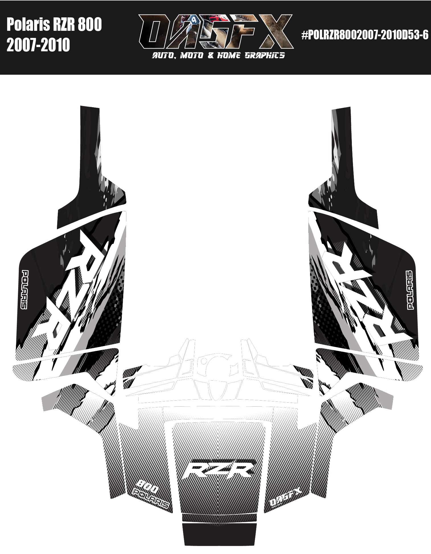 2007 - 2010 Polaris RZR 800 Graphics Kit D53-6
