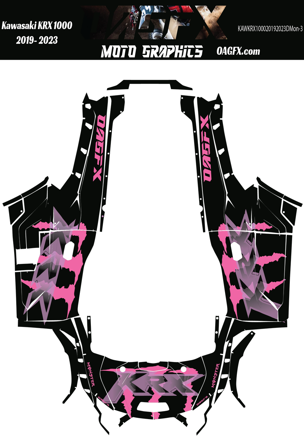 2019 - 2023 Kawasaki Teryx KRX 1000 Graphic Kit - Pro Edition DMon-3 Monster