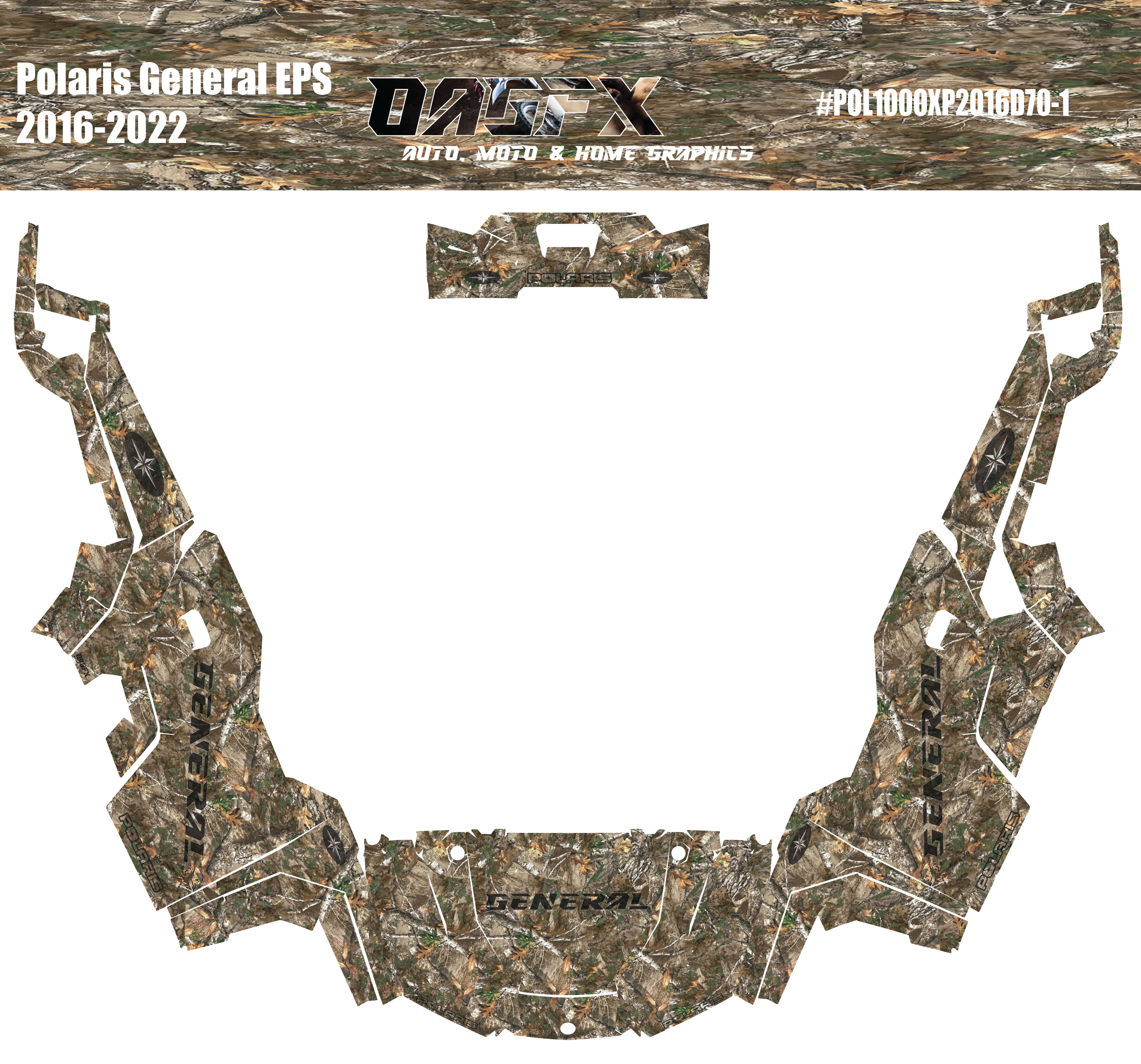 2016-2022 Polaris General EPS 1000 Graphics Kit D70-1 Camo