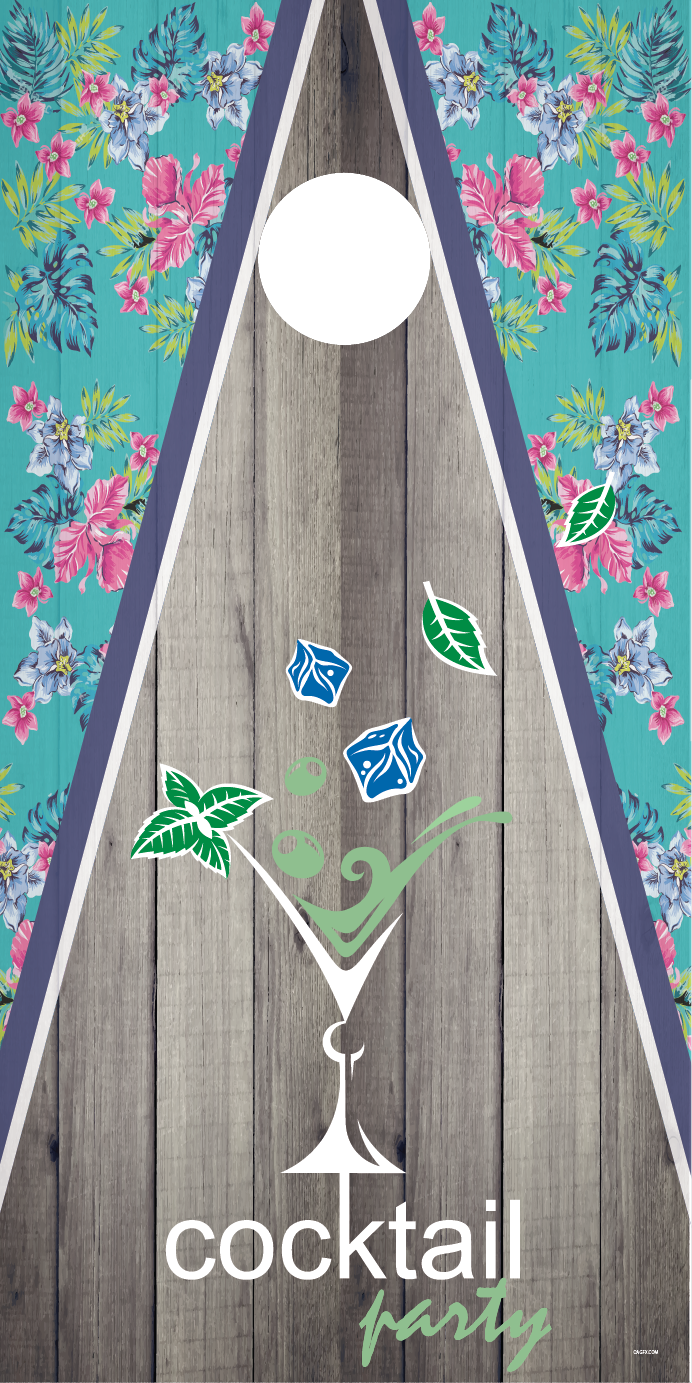 Cocktail Party Cornhole Board Skins (Pair)