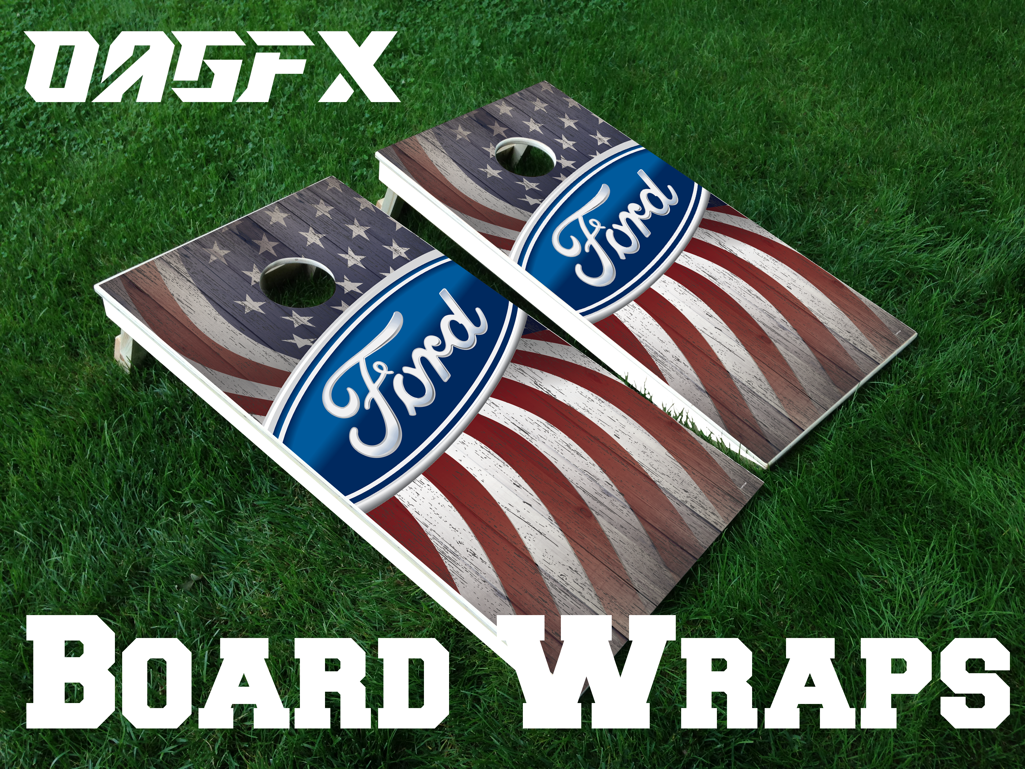 Ford Cornhole Board Skins (Pair)
