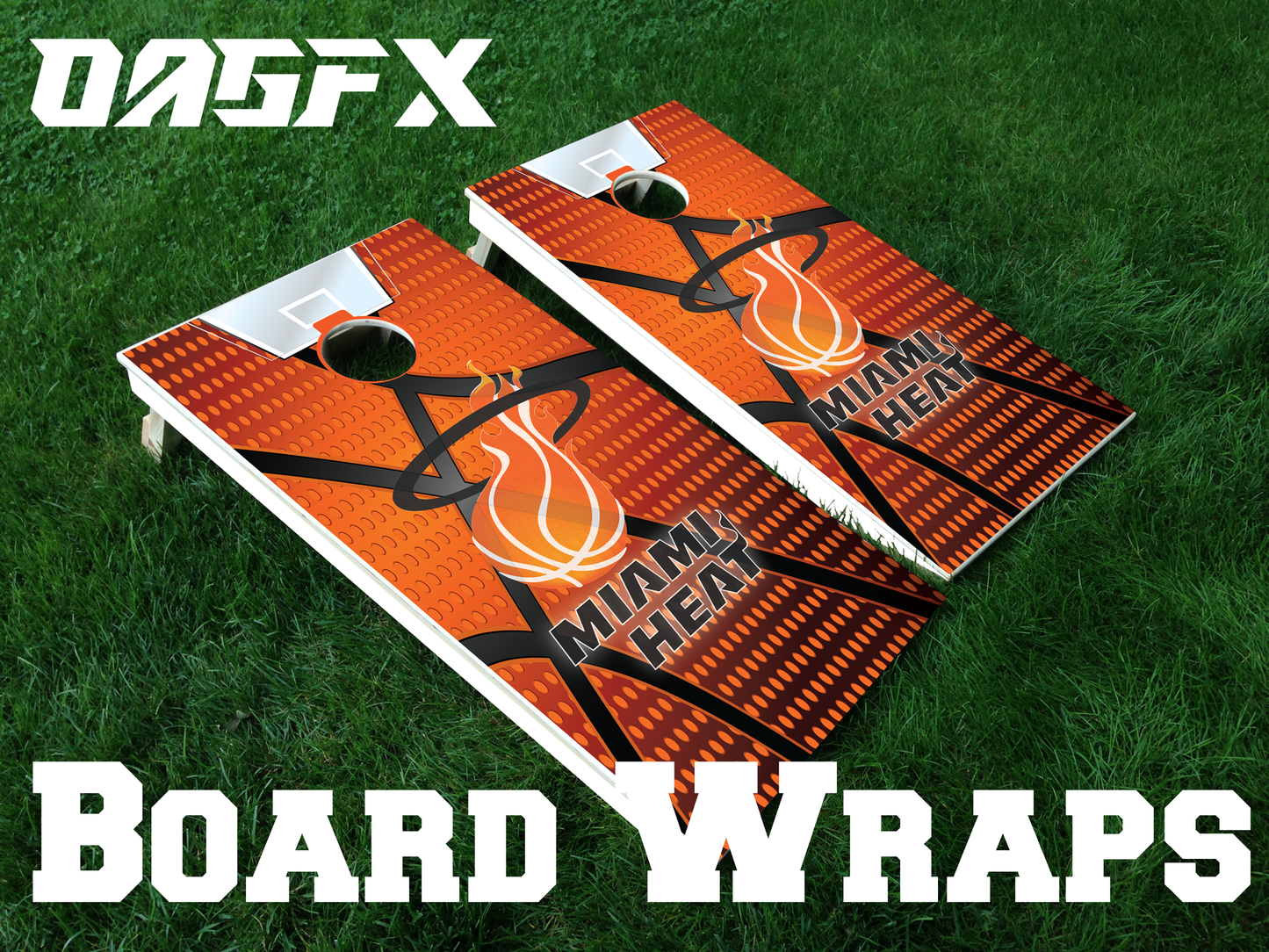 Miami Heat Cornhole Board Skins (Pair)