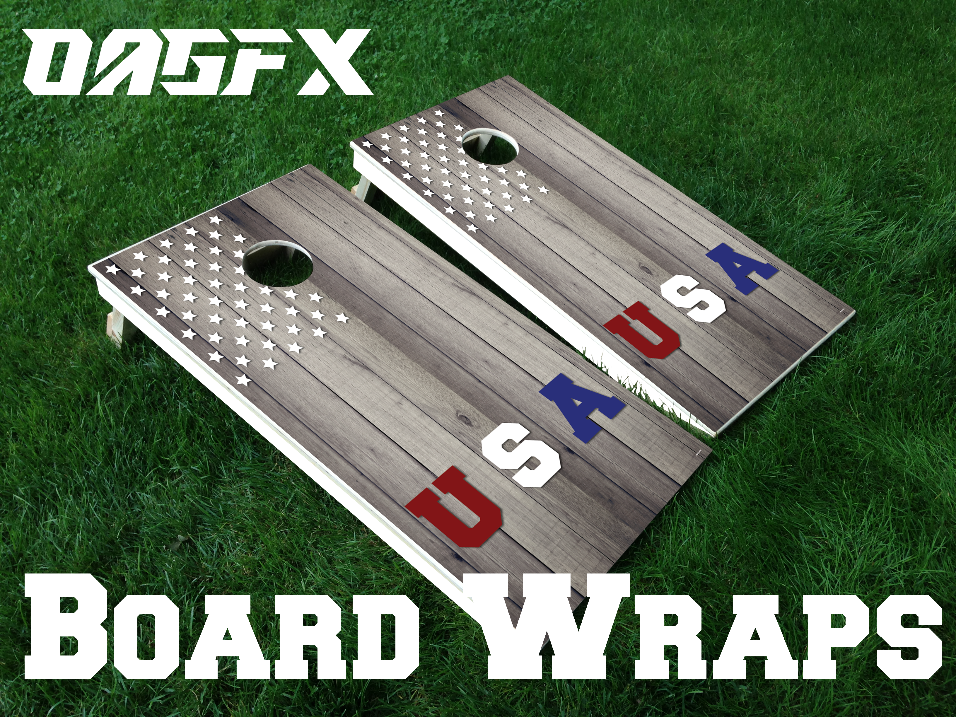 USA Stars Cornhole Board Skins (Pair)