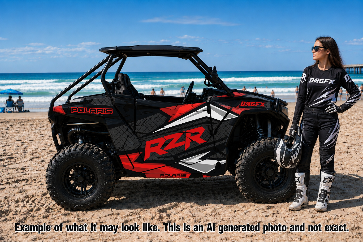 2014 + Polaris RZR 900  Graphics Kit D36-1 Red