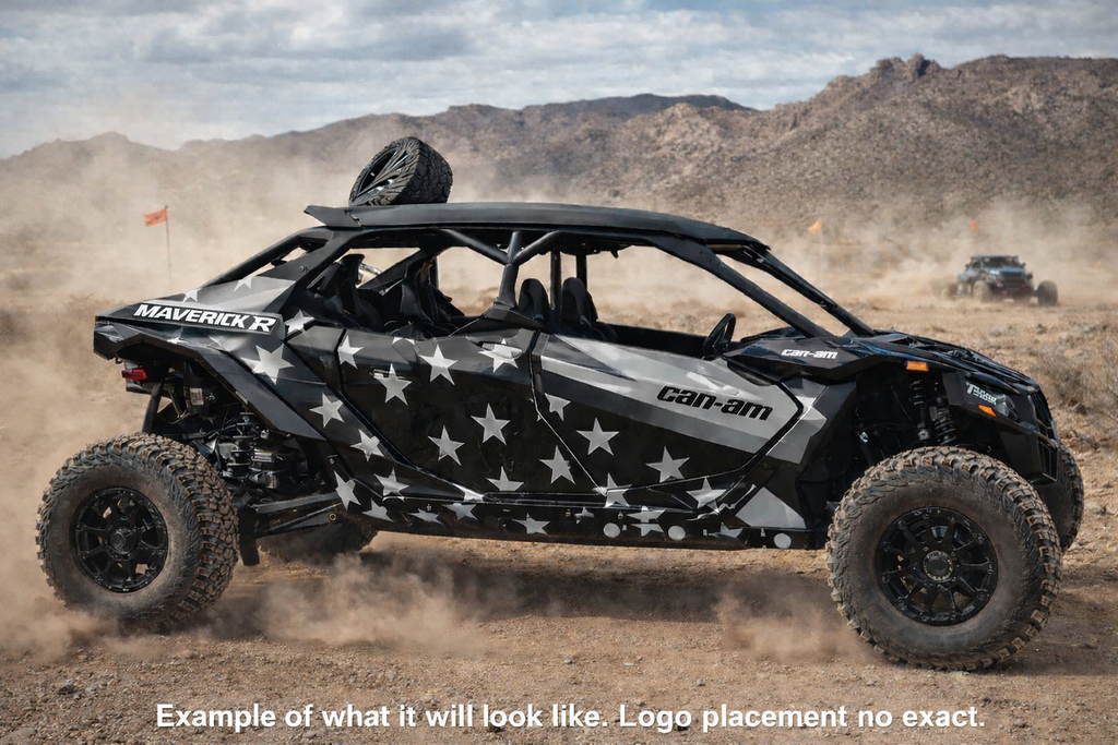 2025 Can Am Maverick R Max 4 Door Graphics Kit   D69-1 USA Flag  OAGFX Racing