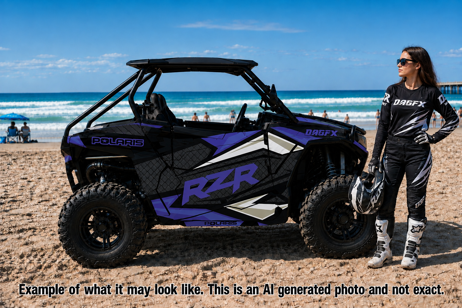 2014 + Polaris RZR 900  Graphics Kit D36-3 Blue