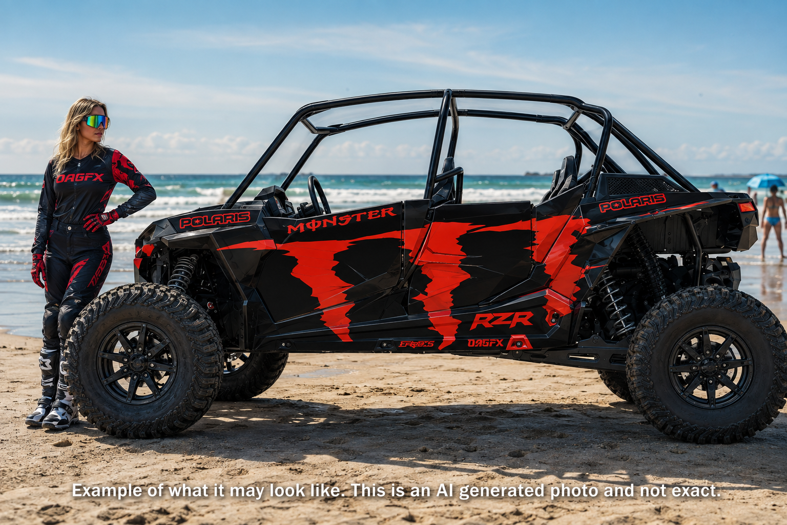 2019 - 2022 Polaris RZR Turbo S Velocity 4 Door  Graphics Kit DMon-3 Monster