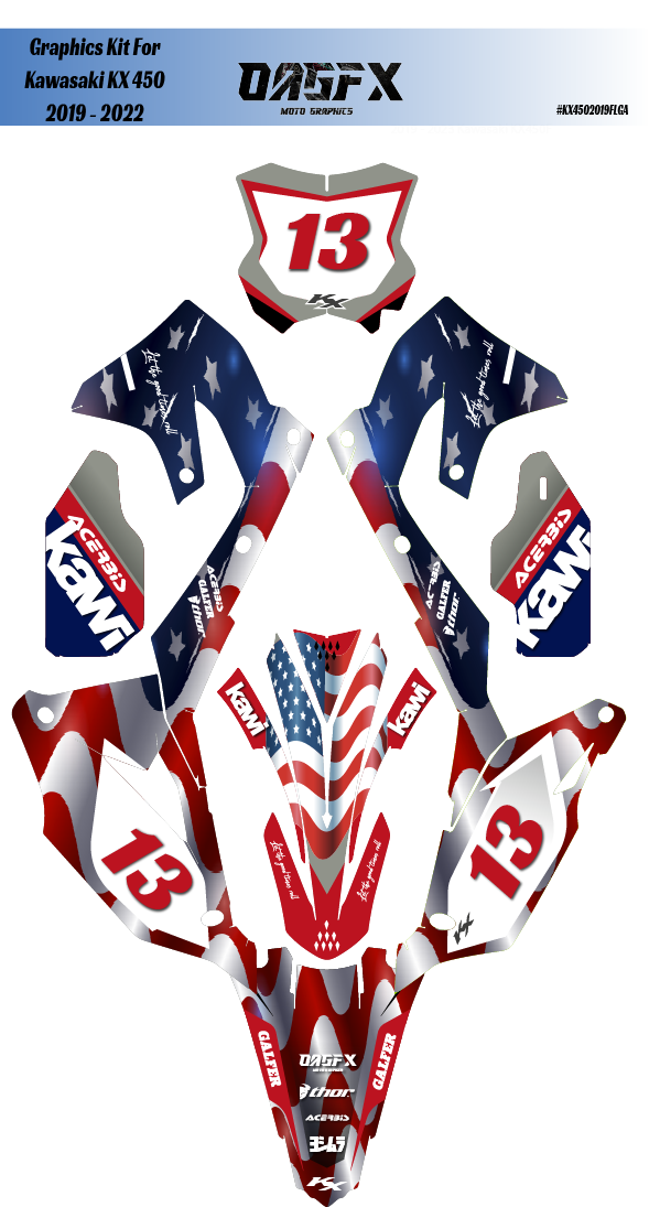 Graphics Kit for 2019 - 2023 Kawasaki KX 250 KX450