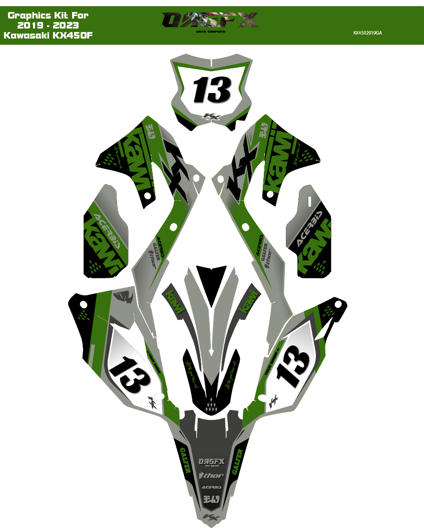 Graphics Kit for 2019 - 2023 Kawasaki KX 250 KX450