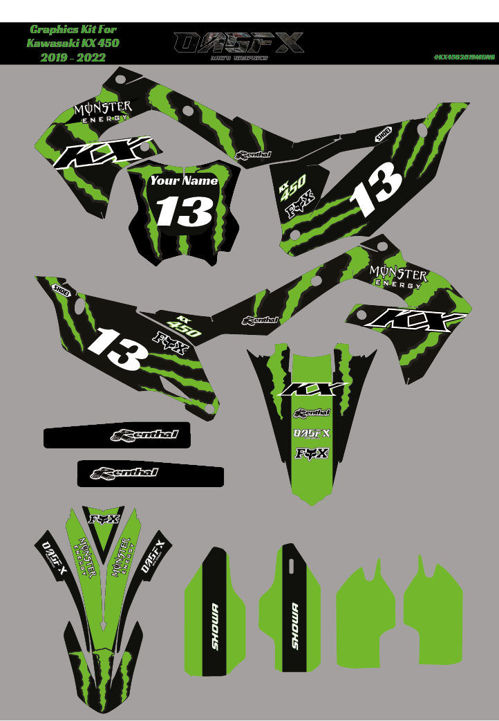 Graphics Kit for 2019 - 2023 Kawasaki KX 250 KX450