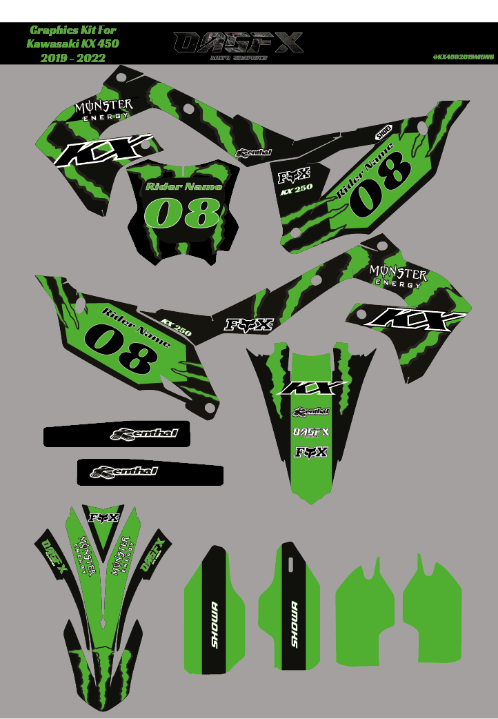 Graphics Kit for 2019 - 2023 Kawasaki KX 250 KX450