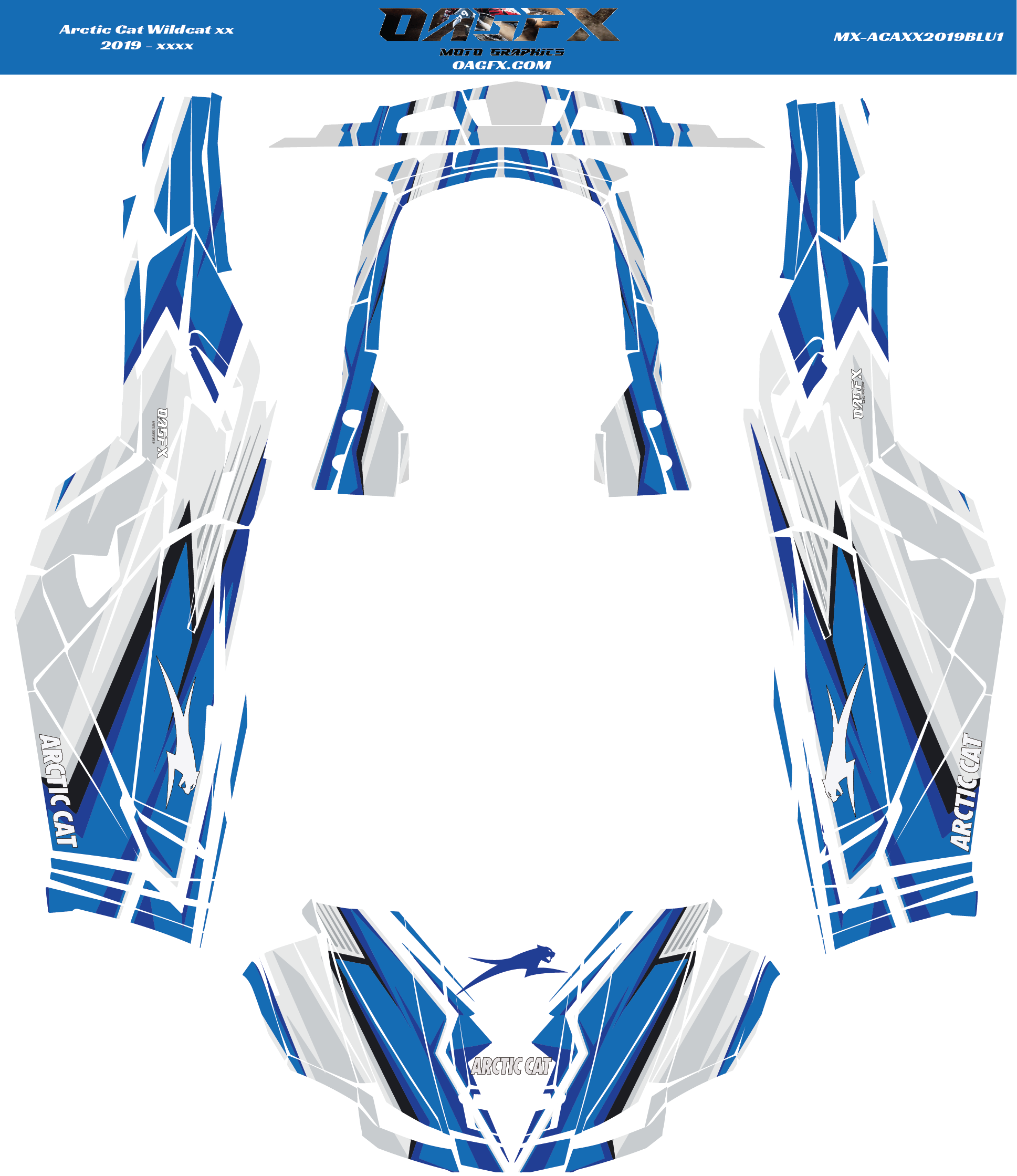 Graphics Kit for 2019 - XXXX Arctic Cat Wildcat XX (Tech Series Blue v1)