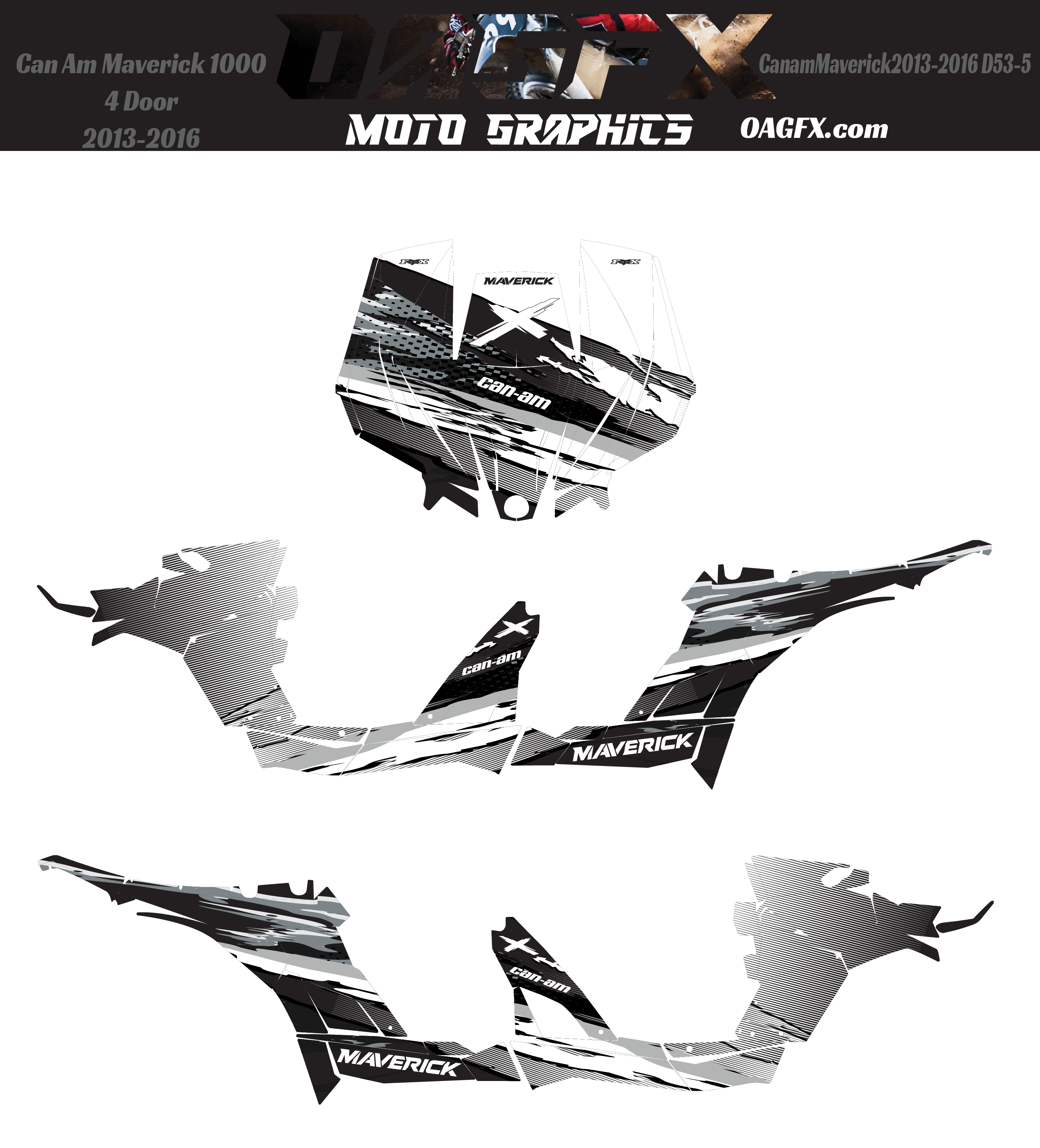 2013-2016 Can Am Maverick 1000 R  Max Graphics Kit  D53-5 Holographic Available