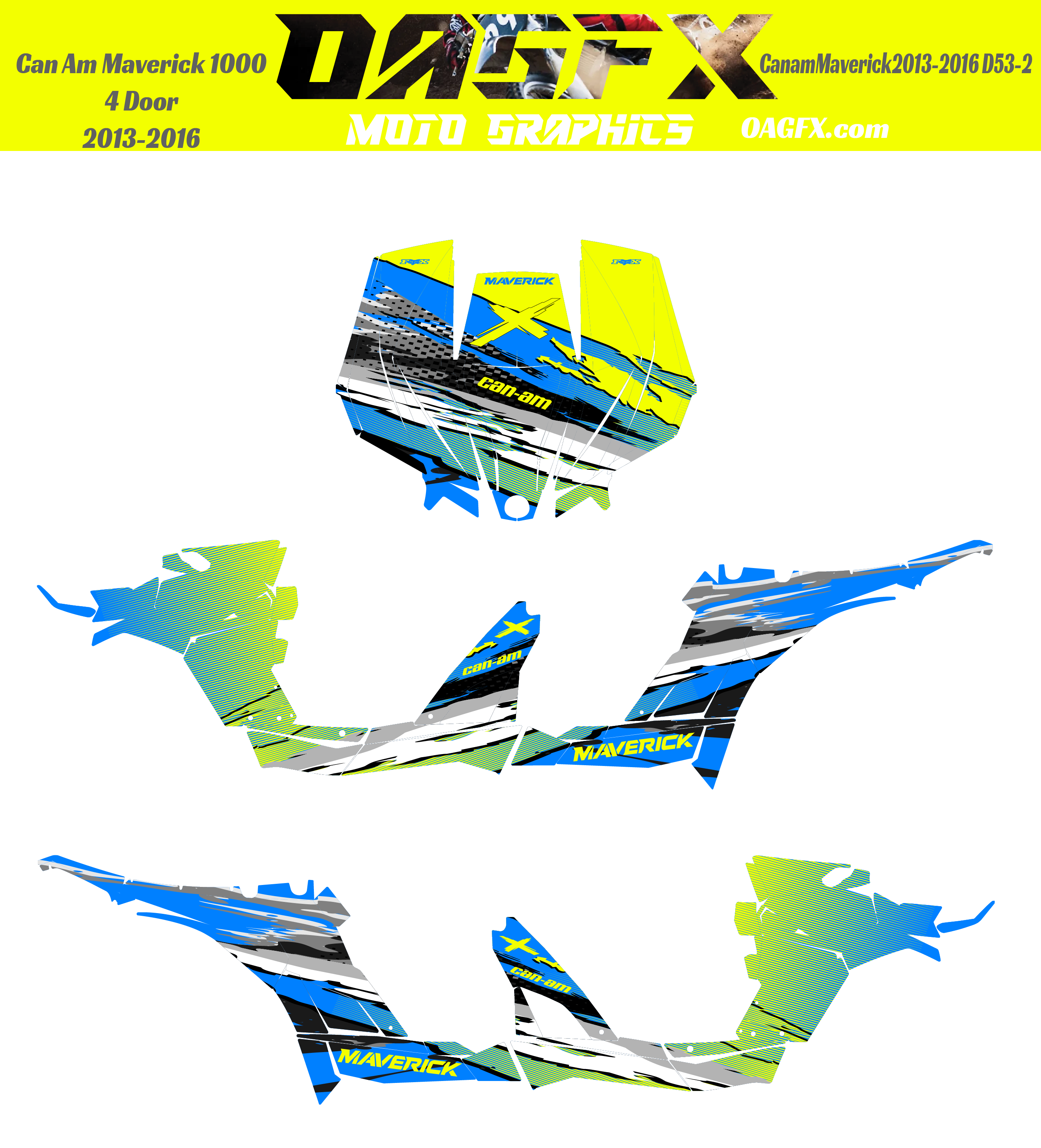2013-2016 Can Am Maverick 1000 R  Max Graphics Kit  D53-2 Holographic Available