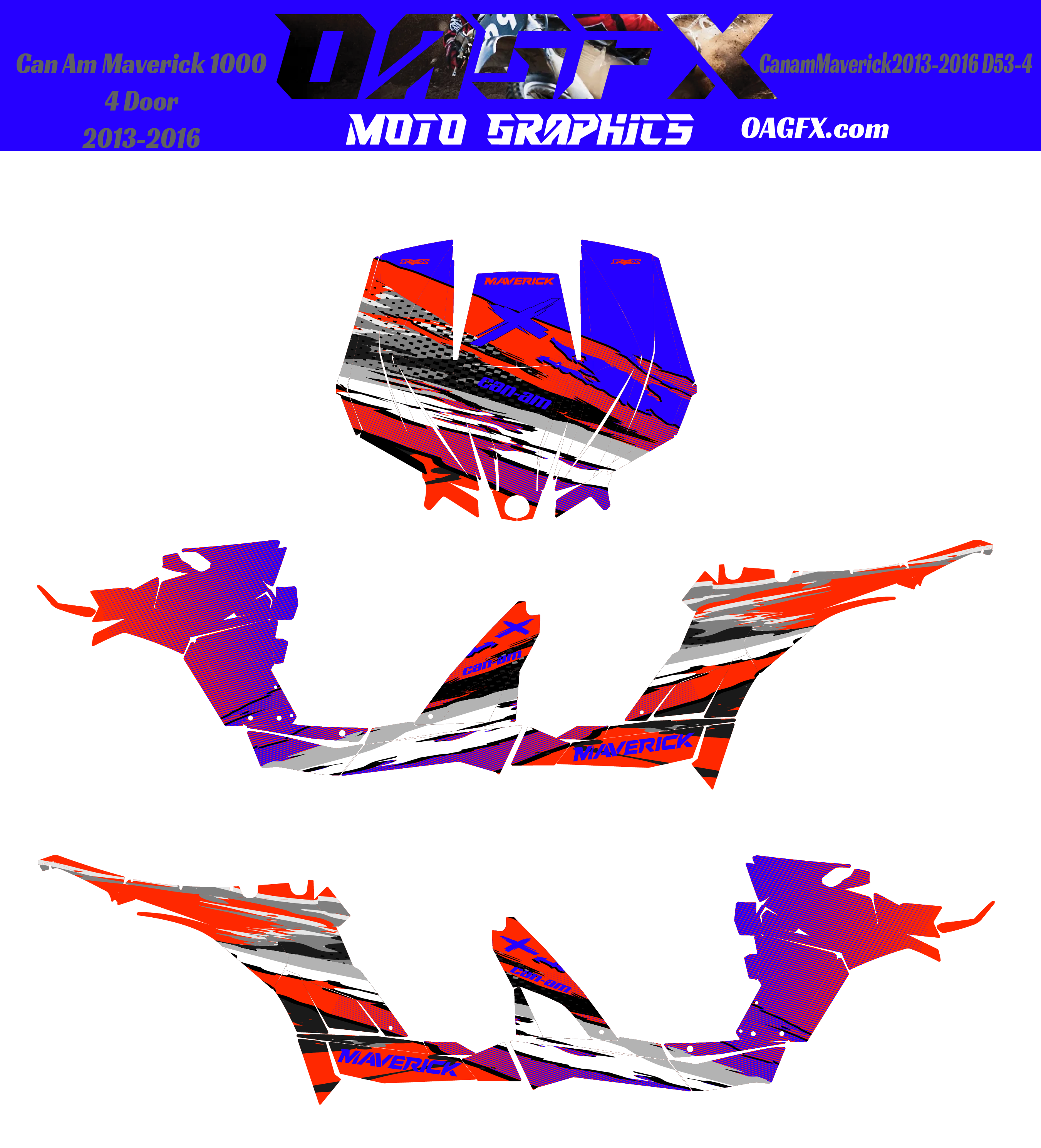 2013-2016 Can Am Maverick 1000 R  Max Graphics Kit  D53-4 Holographic Available