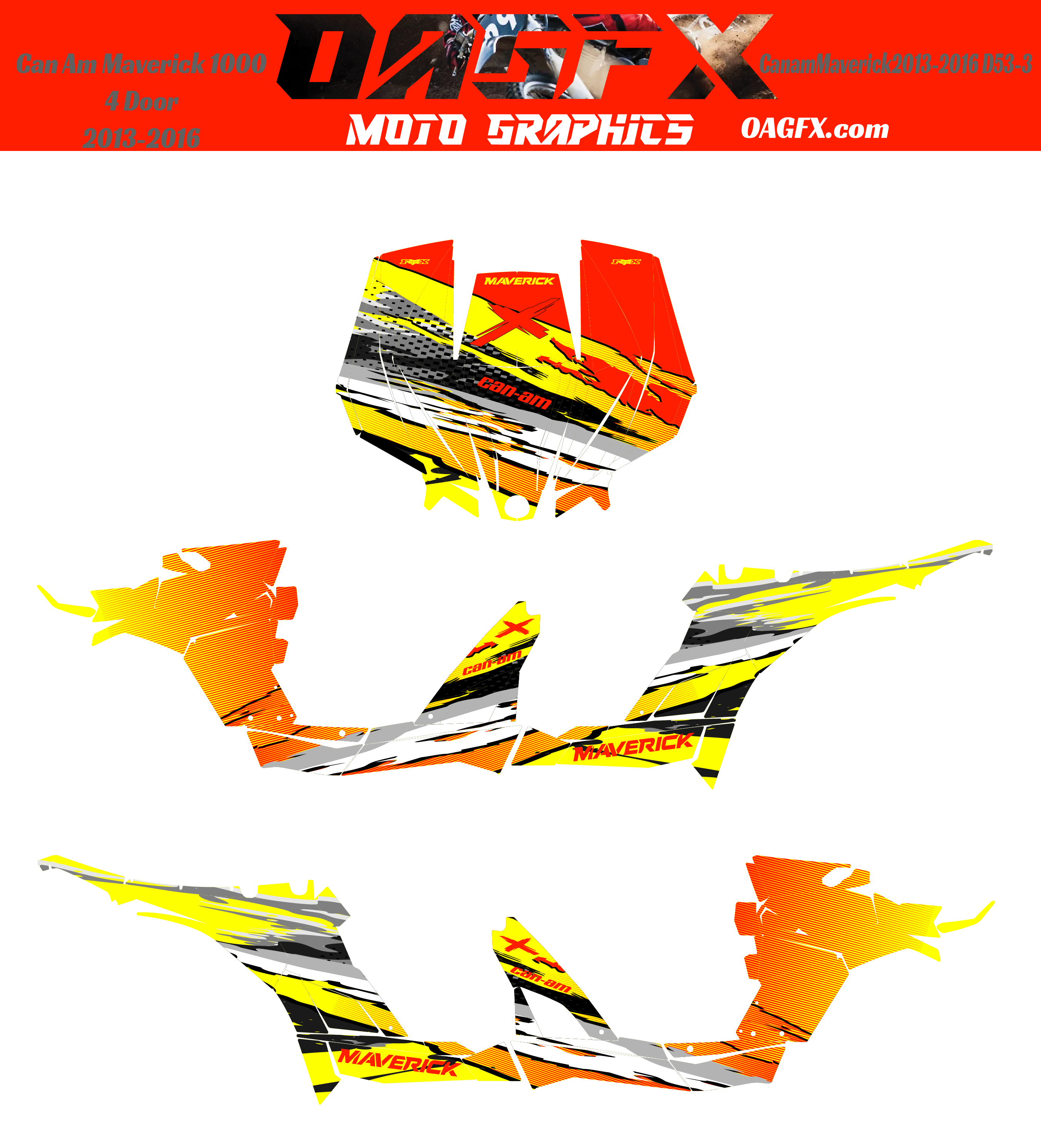 2013-2016 Can Am Maverick 1000 R  Max Graphics Kit  D53-3 Holographic Available