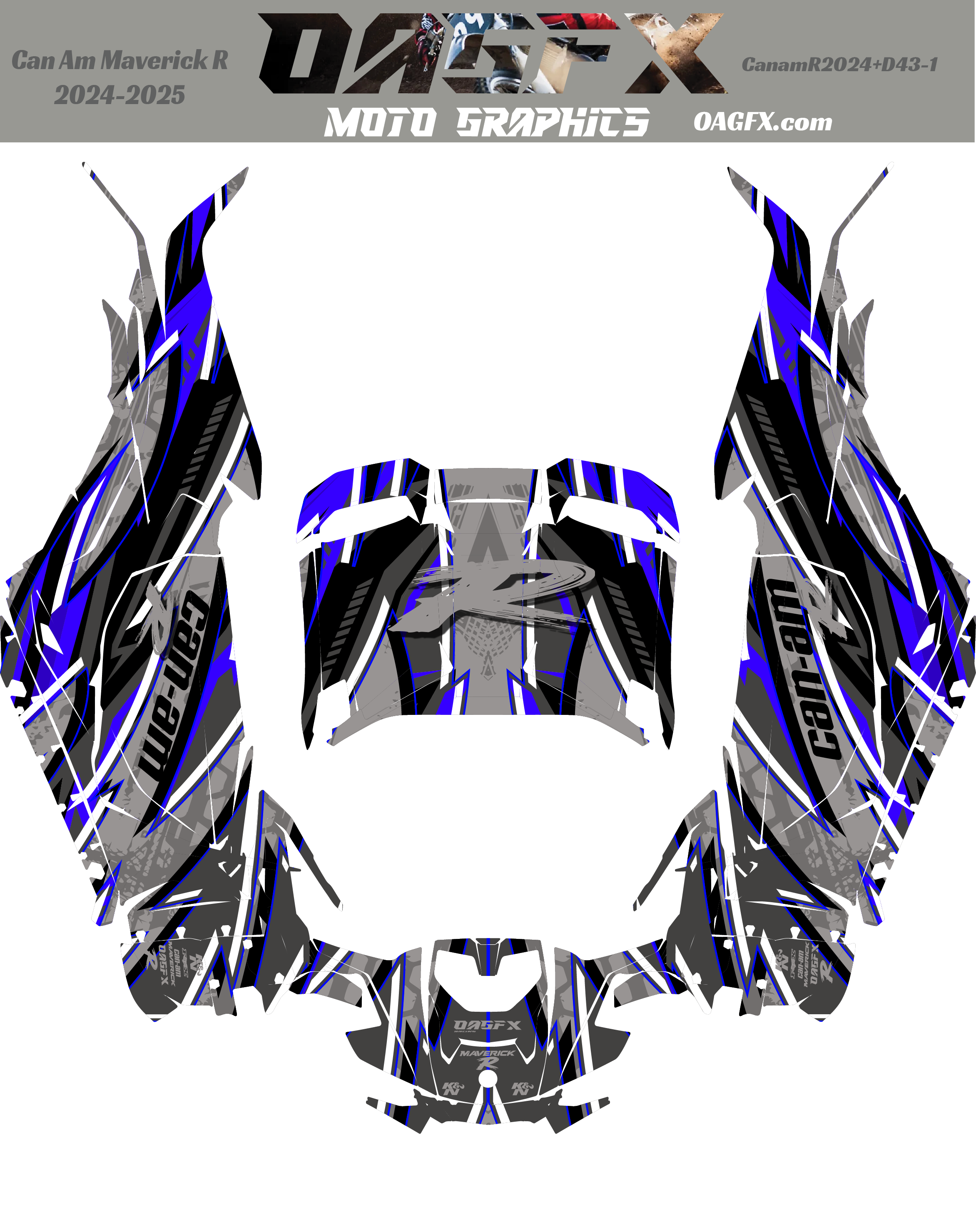 2024-2025 Can Am Maverick R RS Graphics Kit  D43-2 OAGFX Racing