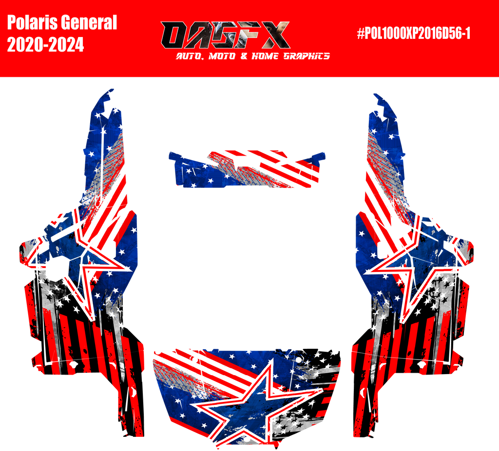 2020-2025 Polaris General XP 1000 Graphics Kit D56-1 USA Flag