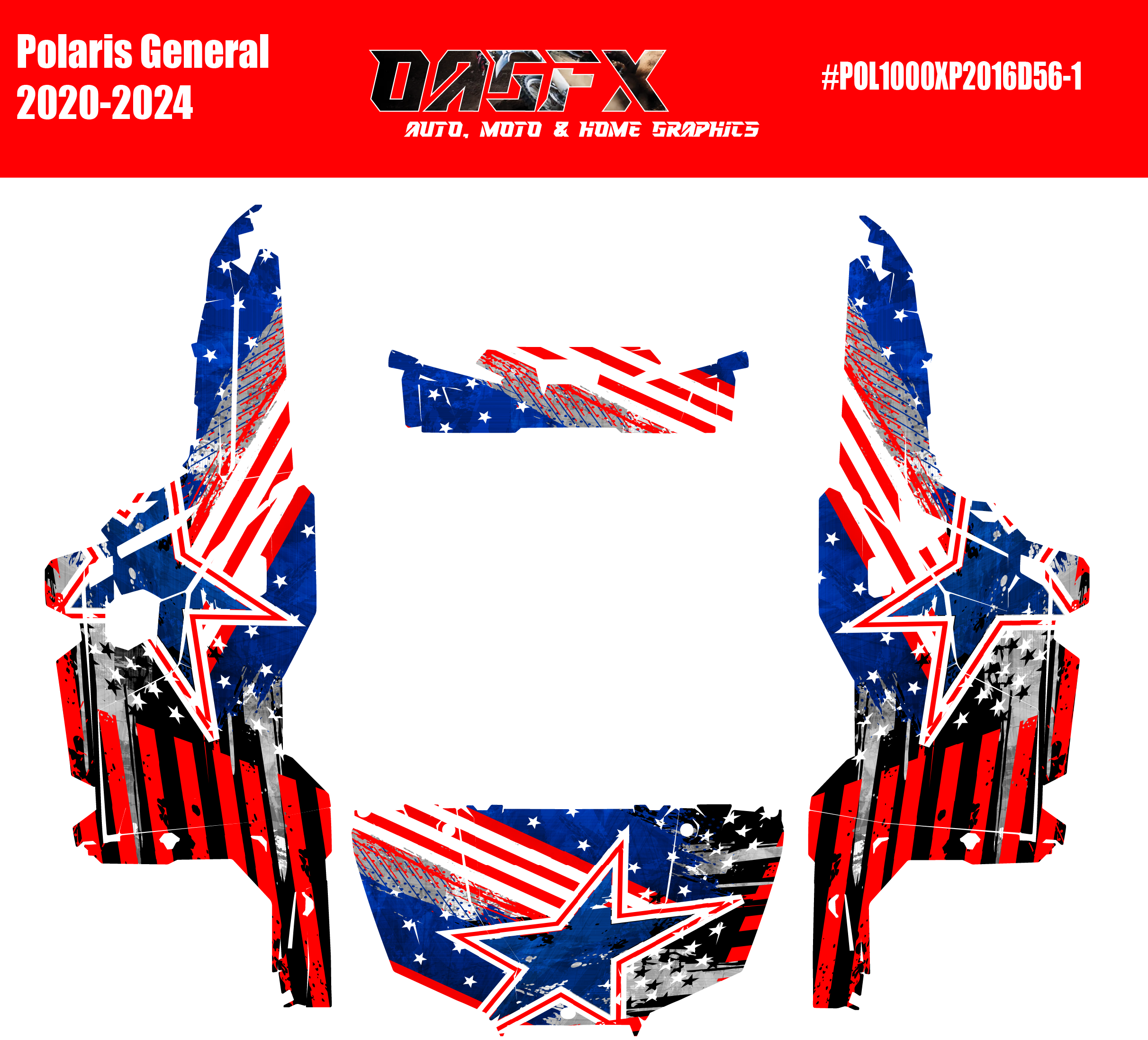 2020-2025 Polaris General XP 1000 Graphics Kit D56-1 USA Flag
