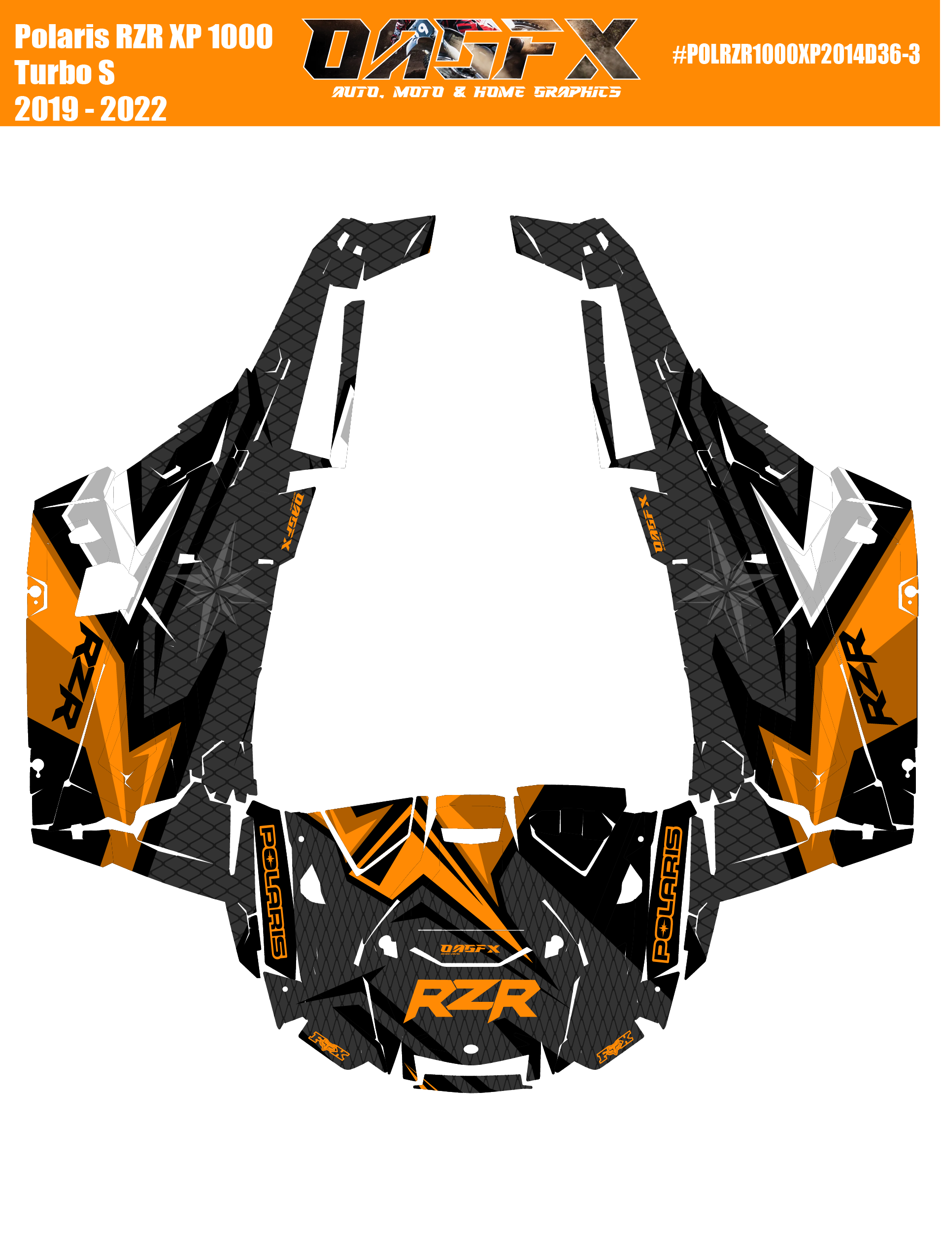 2019 - 2022 Polaris RZR XP 1000 Turbo S Graphics Kit D36-3 OAGFX