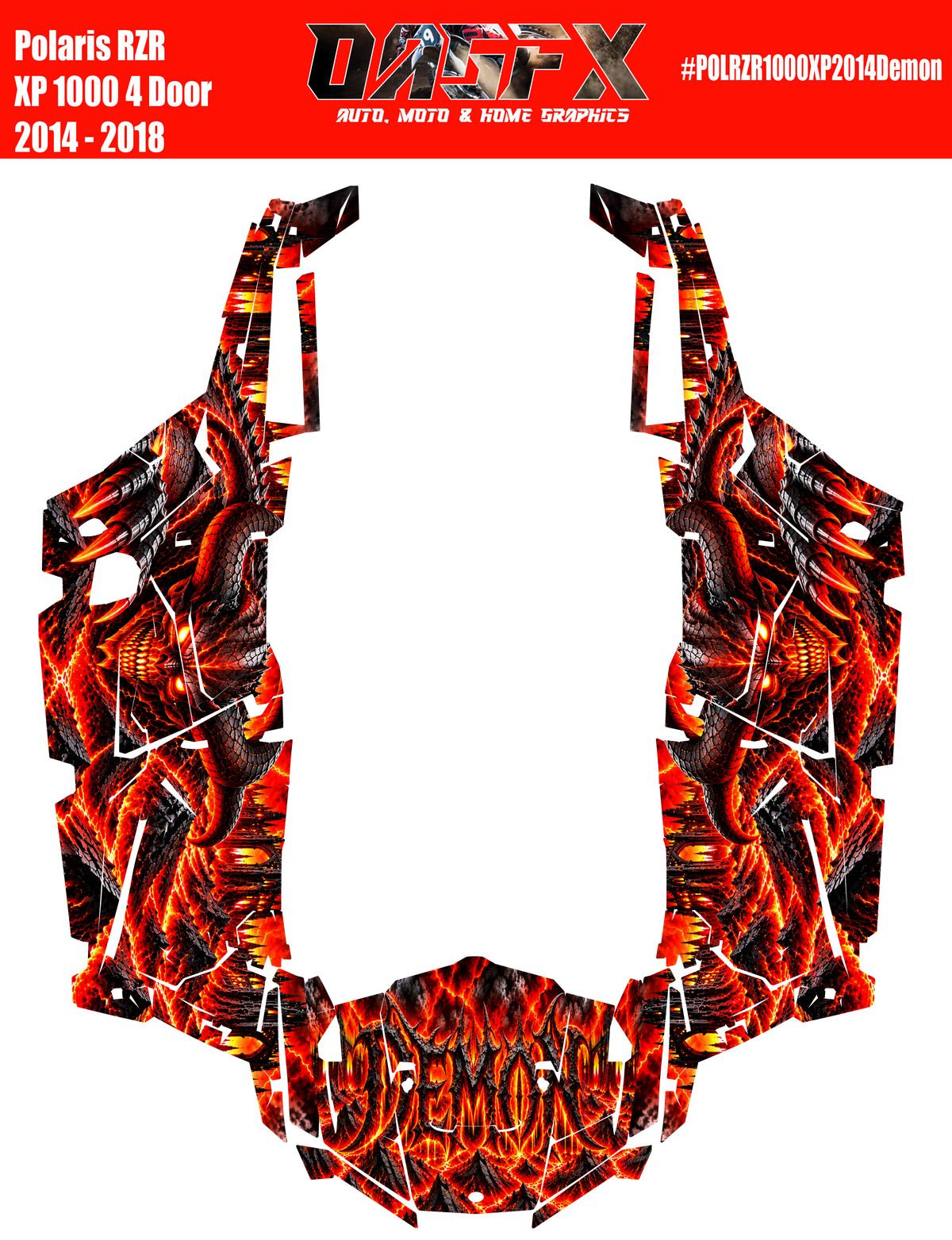 2014 - 2018 Polaris RZR XP 4 Demon/Devil Graphics Kit Demon
