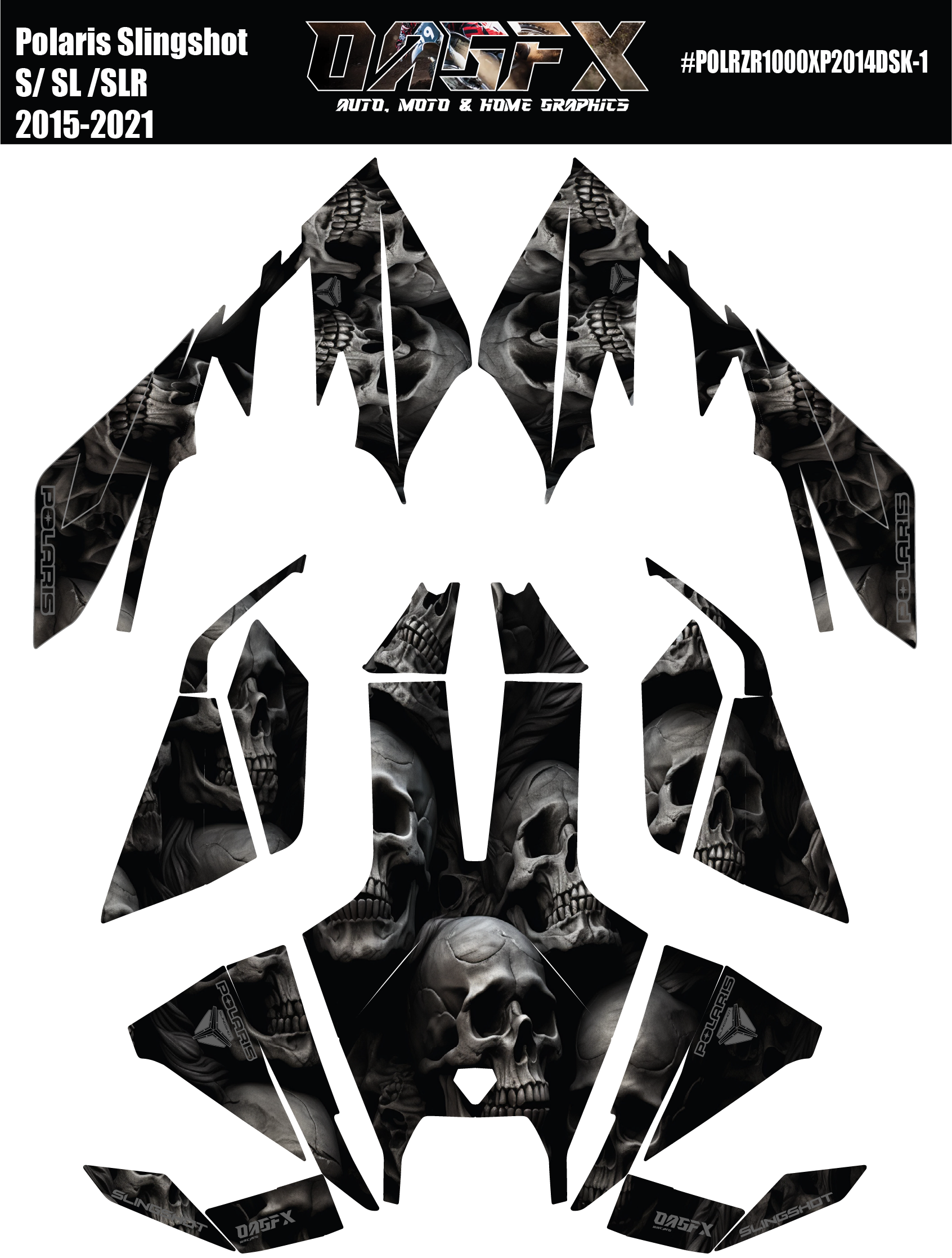 2015 - 2021 Polaris POLARIS SLINGSHOT S SL SLR Graphics DSK-1 Skulls