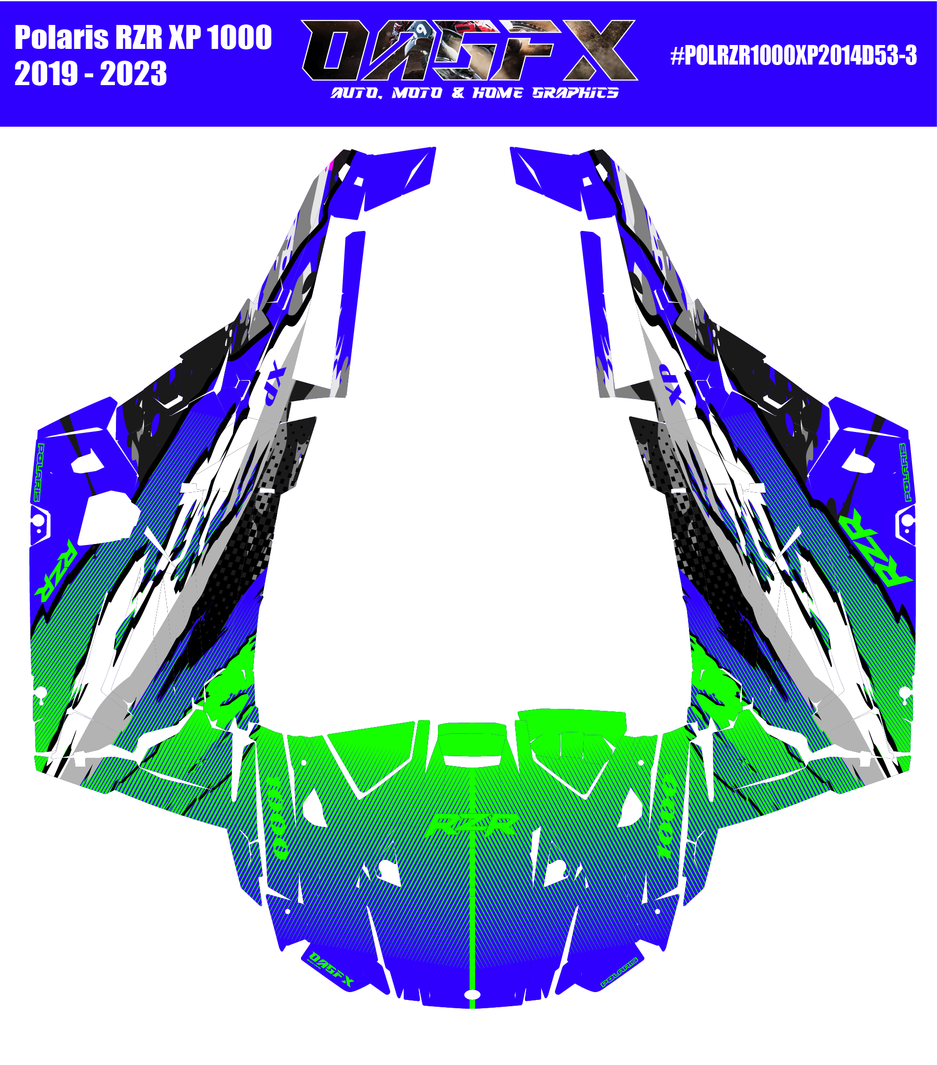 2019 - 2023 Polaris RZR XP 1000 Graphics Kit D53-3 OAGFX