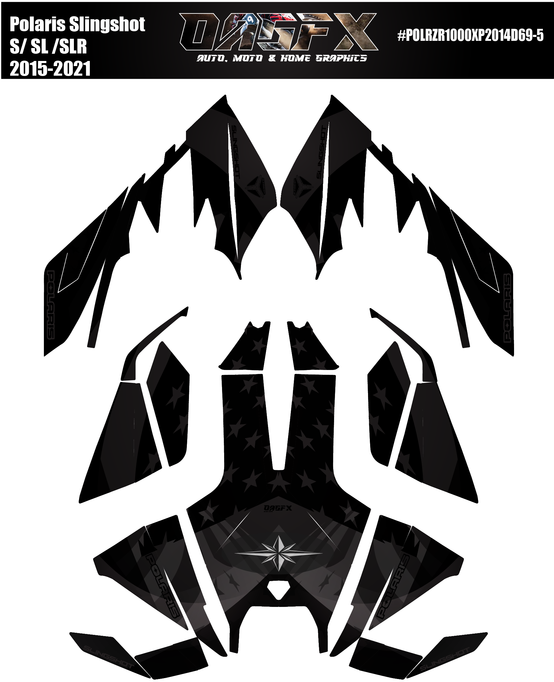 2015 - 2021 Polaris POLARIS SLINGSHOT S SL SLR Graphics D69-5 USA Stealth