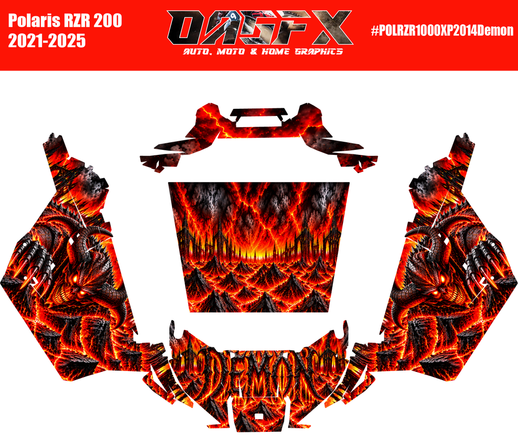 2021-2025 Polaris RZR 200 EFI UTV Demon/Devil Graphics Kit Demon