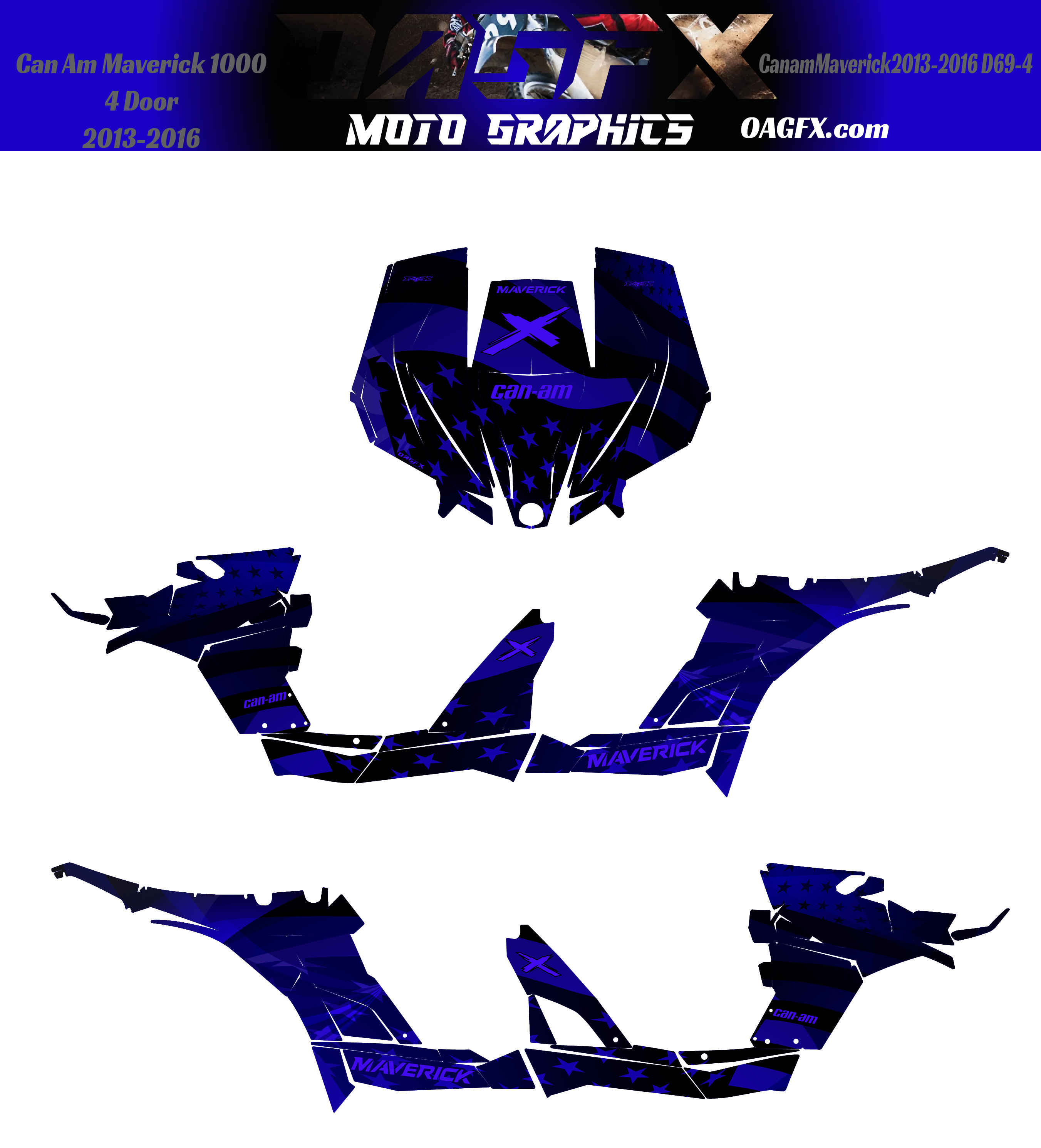 2013-2016 Can Am Maverick 1000 R  Max OAGFX Racing Graphics Kit  D69-4 USA
