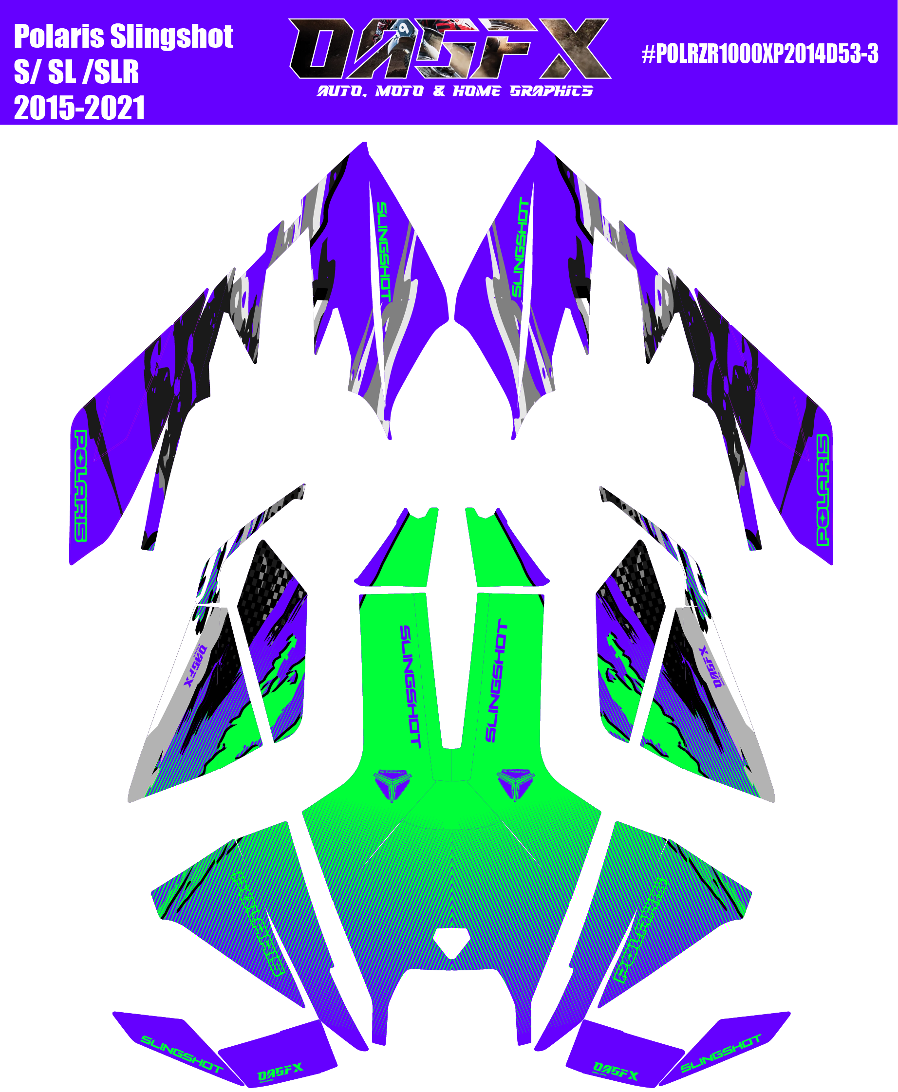 2015 - 2021 Polaris POLARIS SLINGSHOT S SL SLR Graphics D53-3 Wild