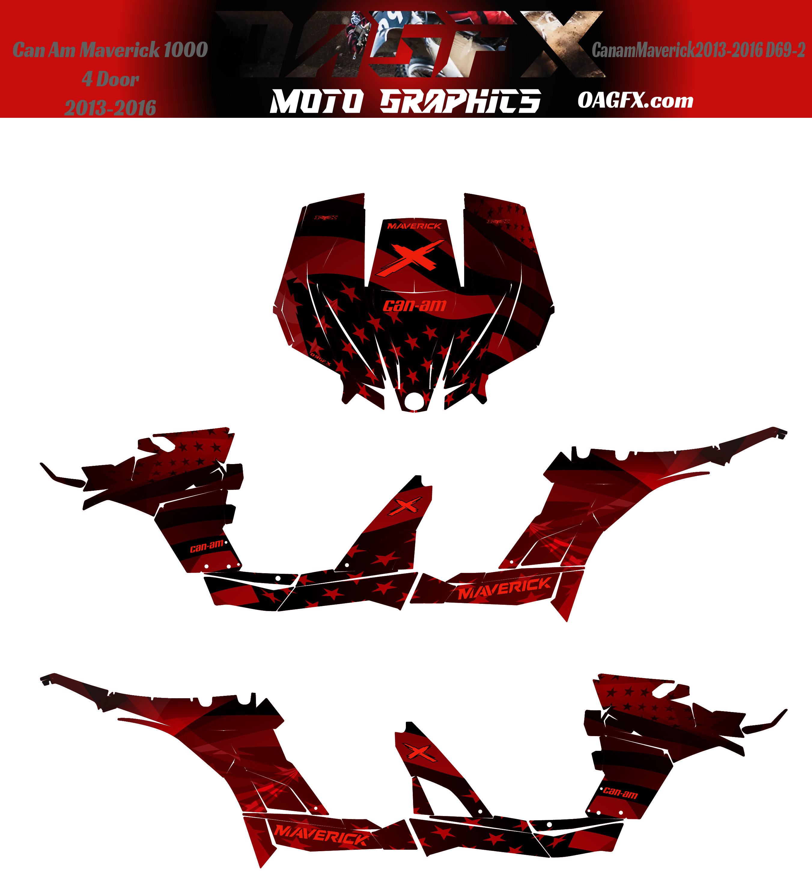 2013-2016 Can Am Maverick 1000 R  Max OAGFX Racing Graphics Kit  D69-2 USA