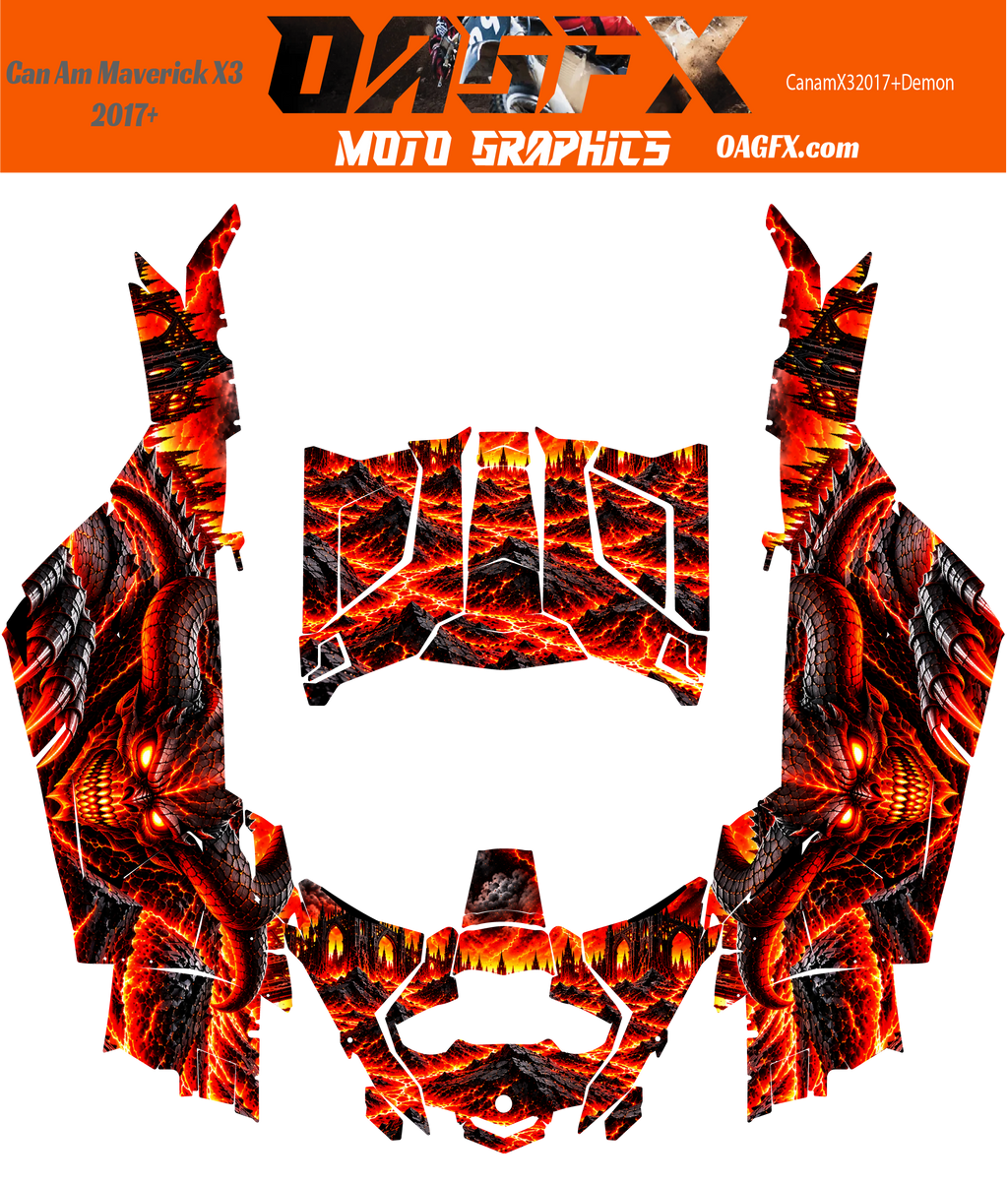 2017 - 2024 Can Am X3 RR DS Maverick Demon Graphics Kit  Hellfire Demon