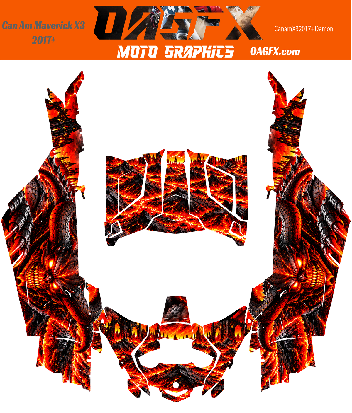 2017 - 2024 Can Am X3 RR DS Maverick Demon Graphics Kit  Hellfire Demon