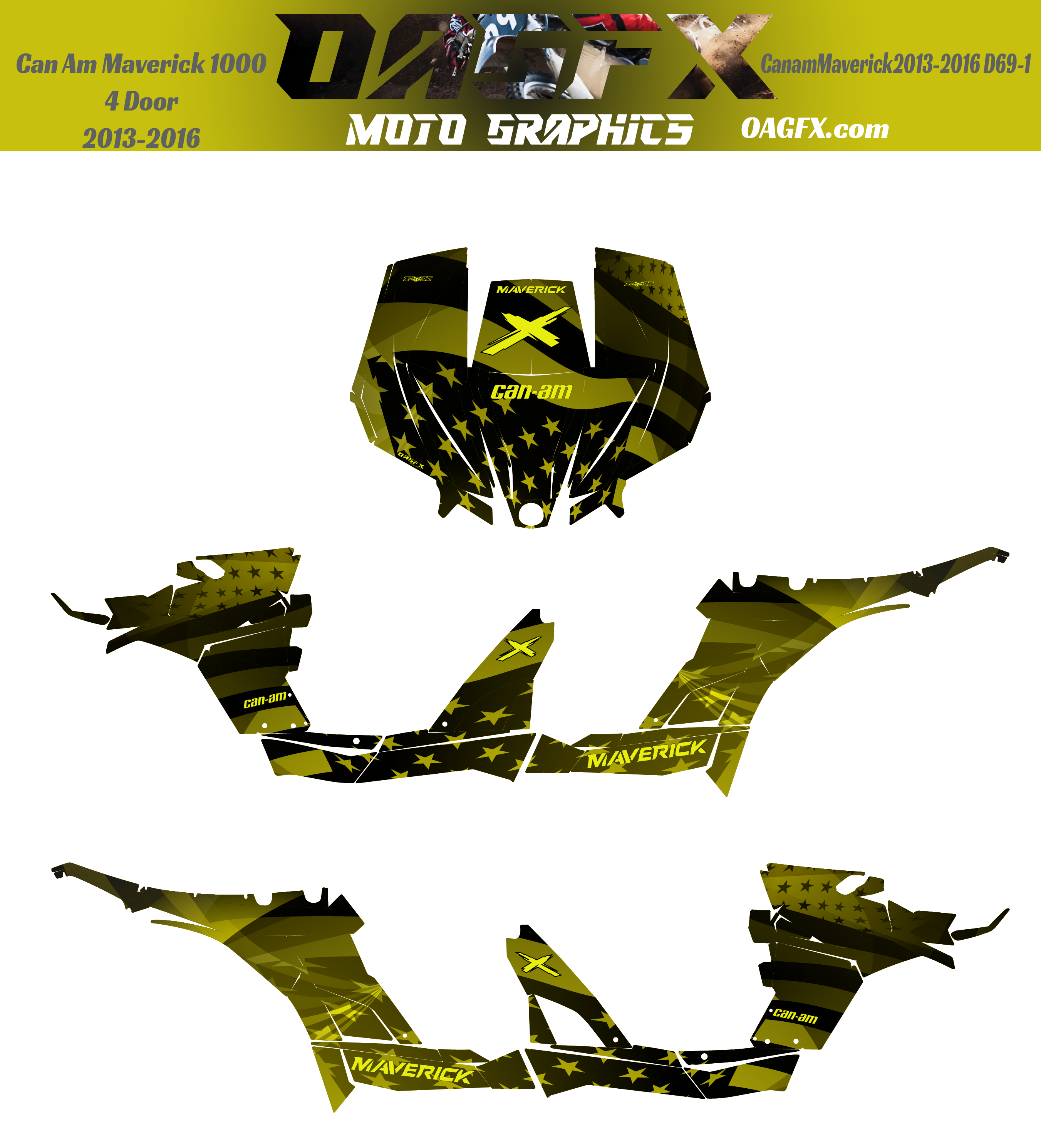 2013-2016 Can Am Maverick 1000 R  Max OAGFX Racing Graphics Kit  D69-1 USA