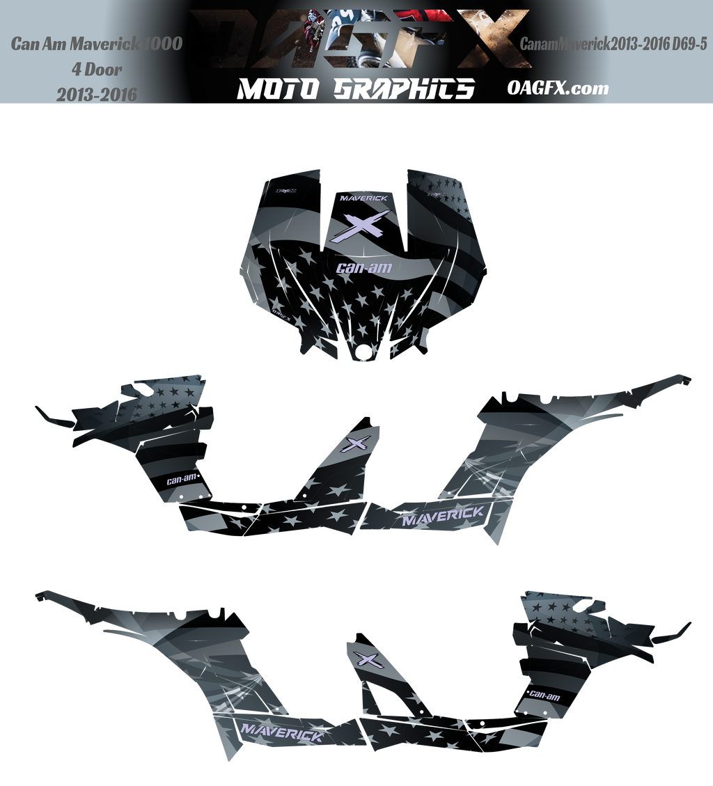 2013-2016 Can Am Maverick 1000 R  Max Graphics Kit  D69-5 USA Holographic Available