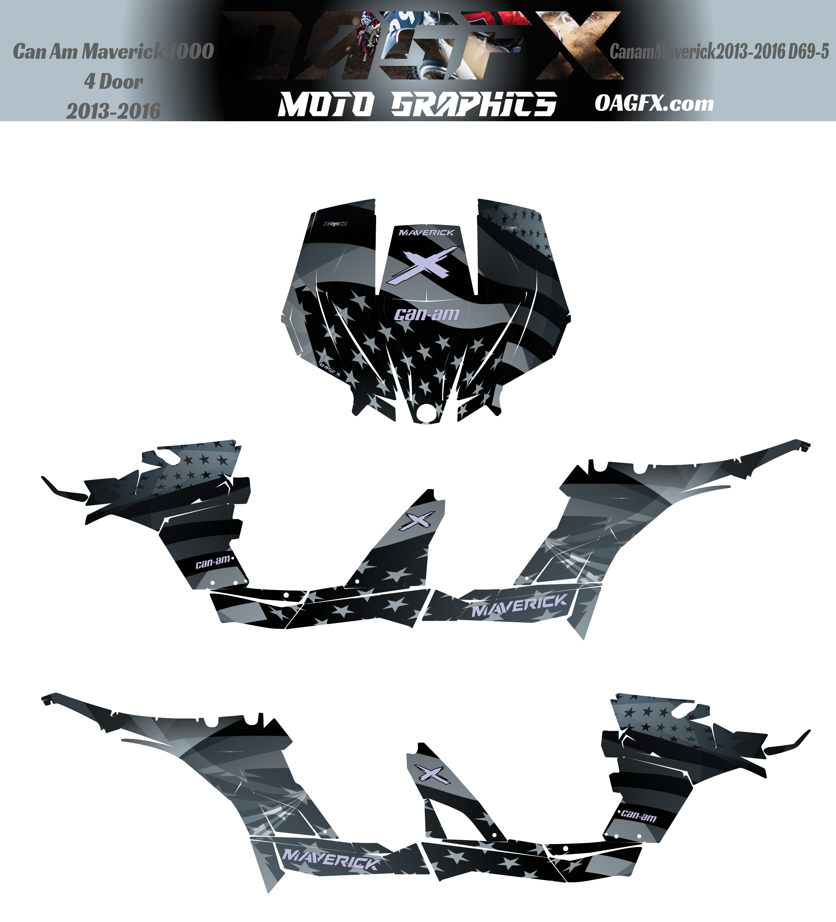 2013-2016 Can Am Maverick 1000 R  Max OAGFX Racing Graphics Kit  D69-5 USA