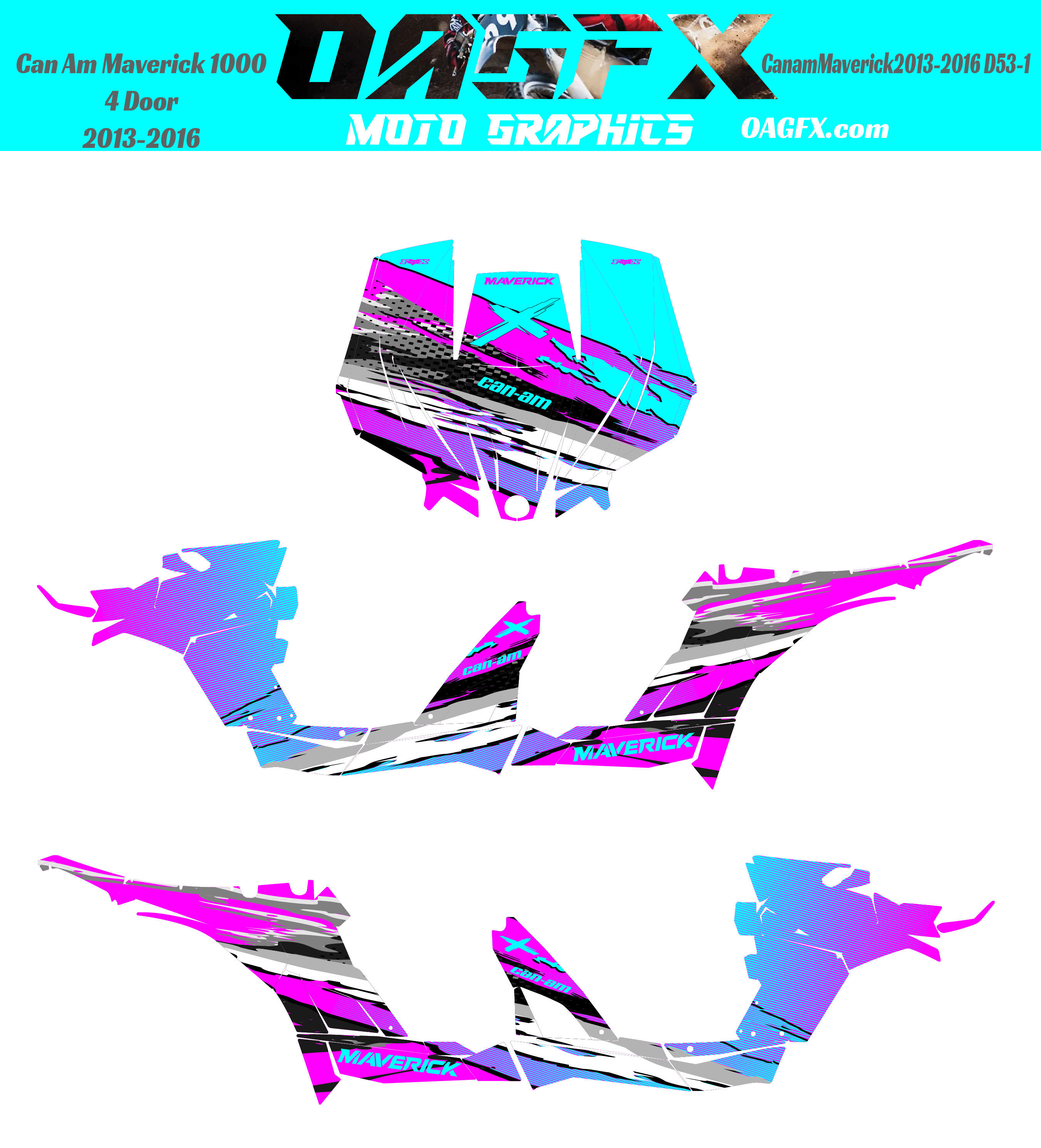 2013-2016 Can Am Maverick 1000 R  Max Graphics Kit  D53-1 Holographic Available